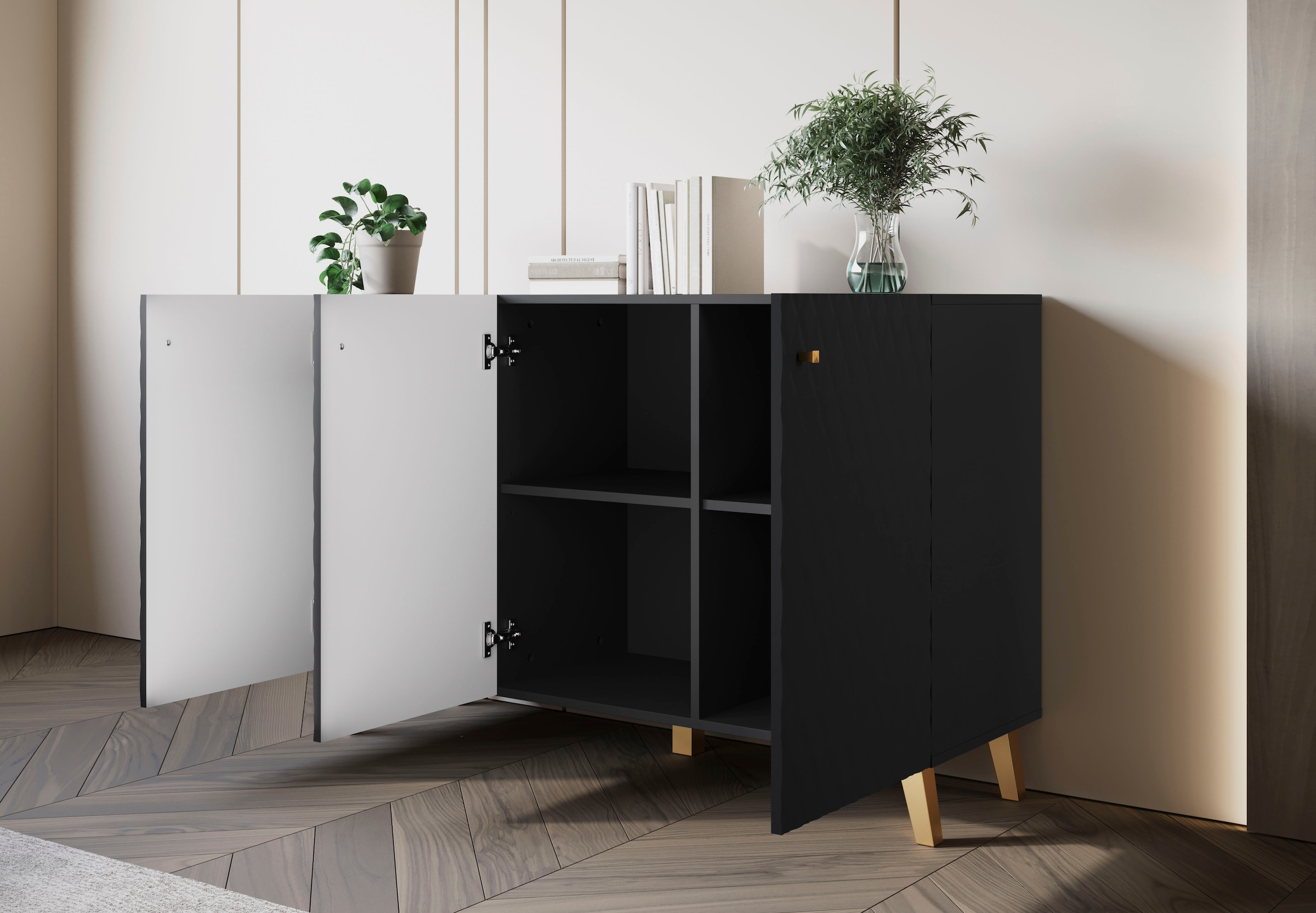INOSIGN Sideboard »SIDEBOARD PHUKET«, (1 St.), Modernes Sideboard mit 6 Fächern, Breite 120 cm