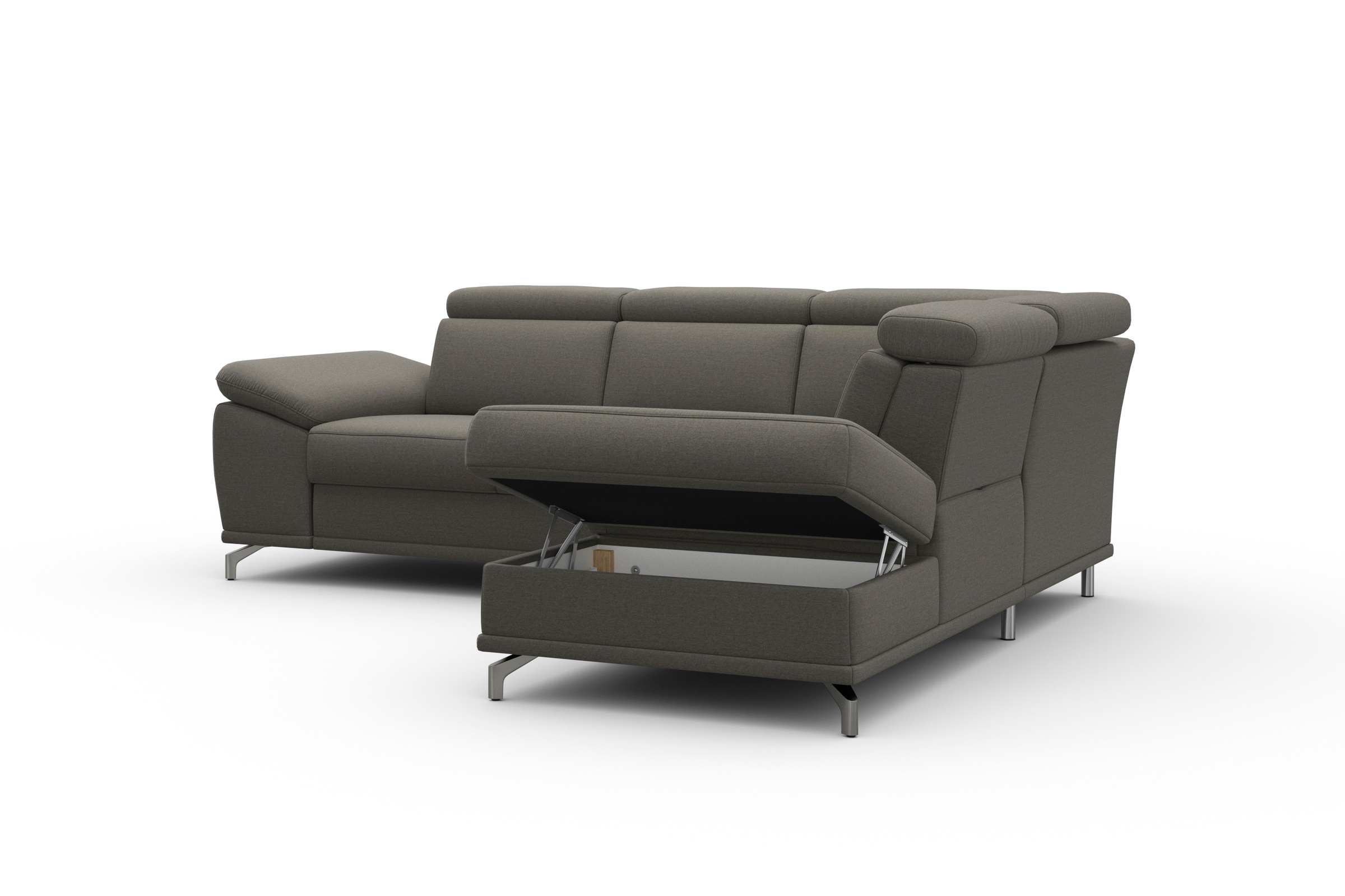 sit&more Ecksofa »Cabrio L-Form, mit Sitztiefenverstellung, Arm- und Kopfteilverstellung«, 3 Nierenkissen, Federkern, optional Bettfunktion und Stauraum