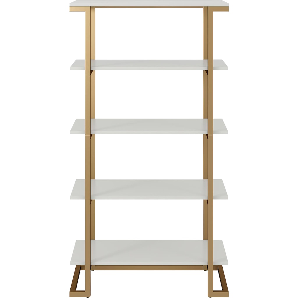 CosmoLiving by Cosmopolitan Bücherregal »Camila«, (1 St.), mit 5 Böden in einer pflegeleiten Holzoptik, Gestell aus Metall, Breite 76,5 cm, Höhe 141 cm