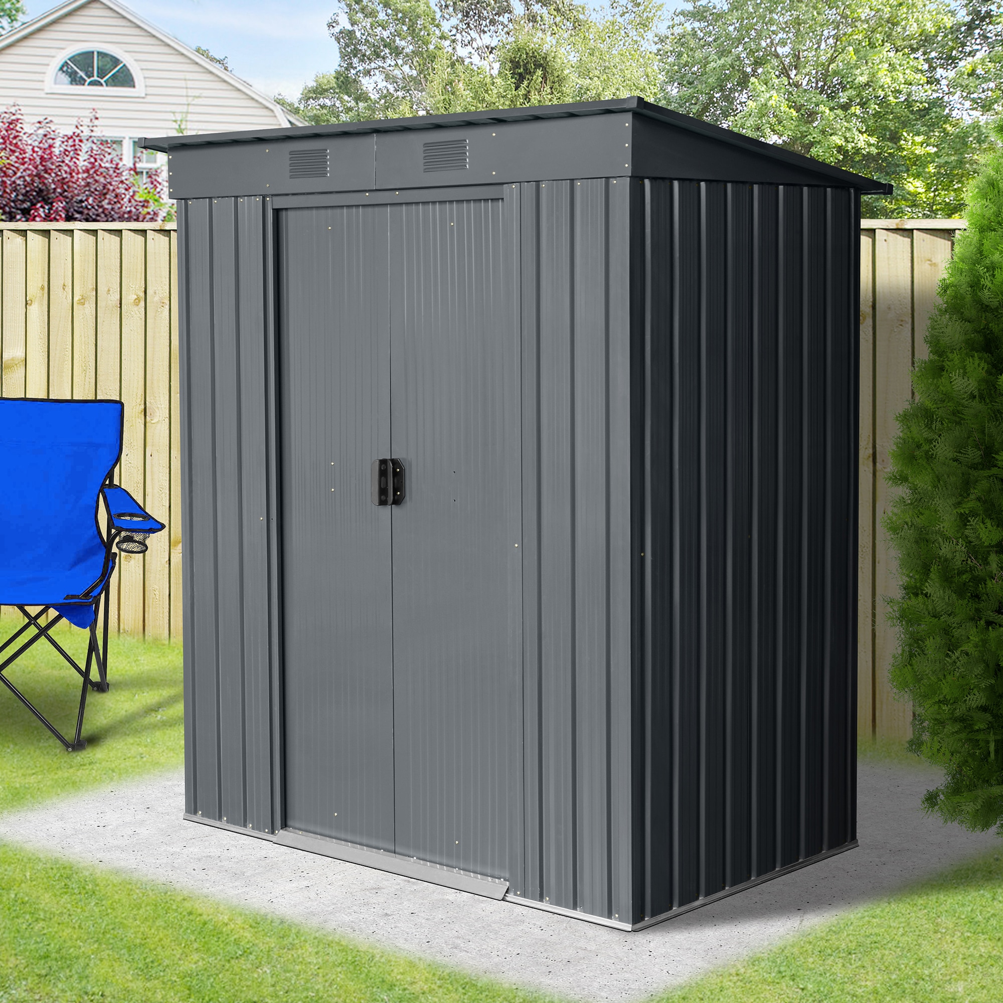 GARDEN 'N' MORE Gerätehaus »Pultdachhaus Basic plus« einfacher Aufbau, Langlebig, mit Lüftungsschlitzen