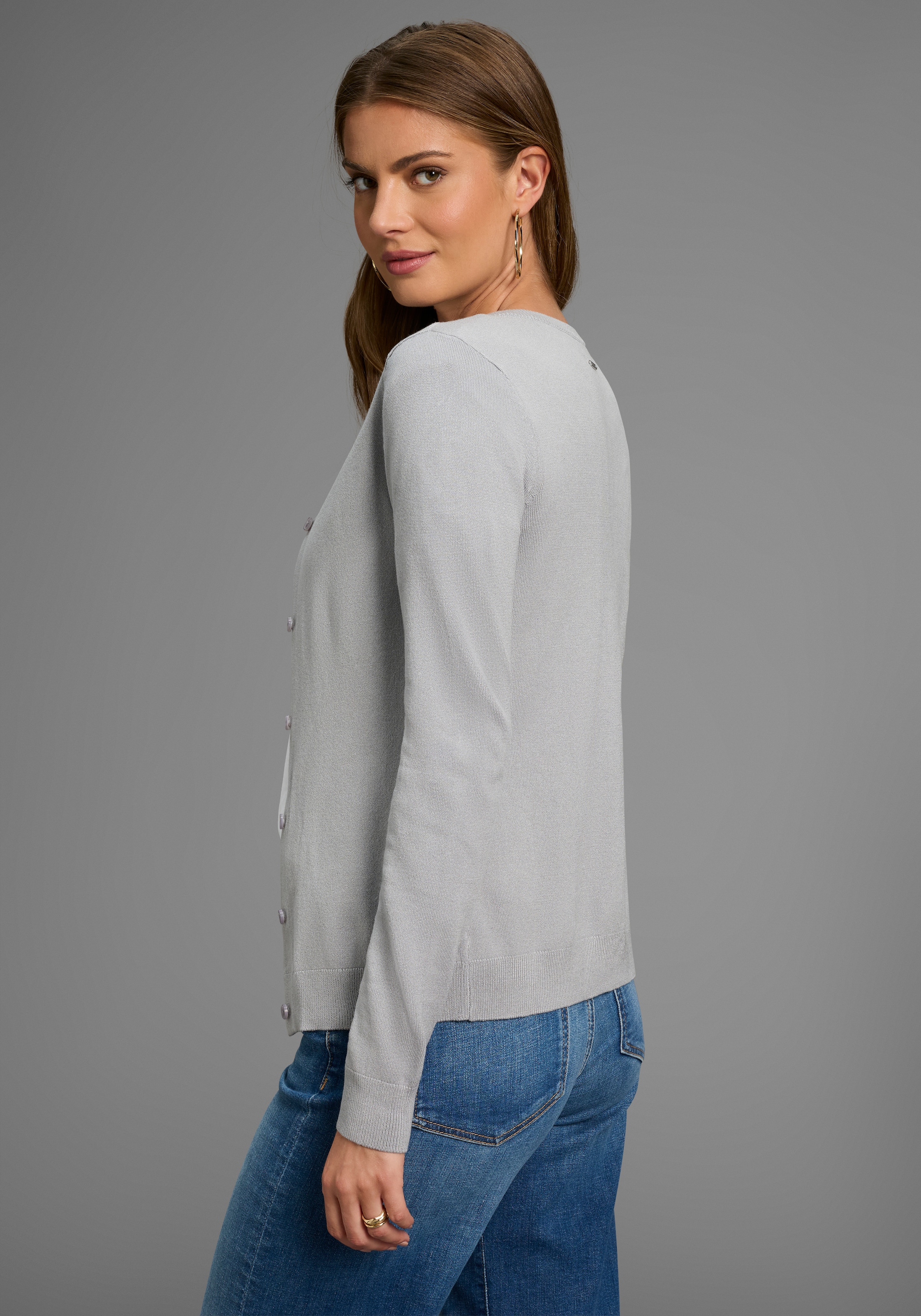Laura Scott Strickjacke, in Basic Fit mit Rundhals und Knopfleiste