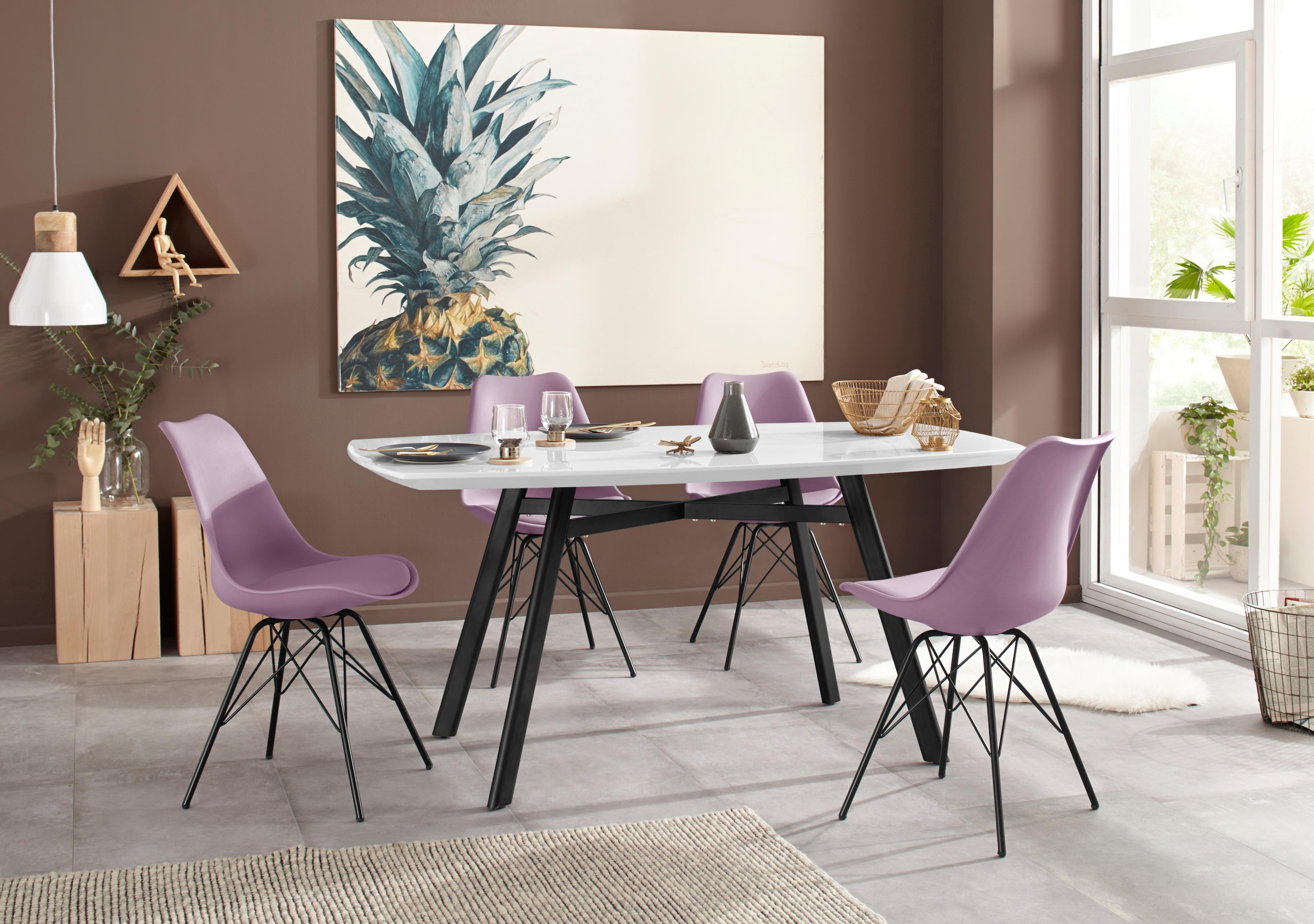 Homexperts 4-Fußstuhl »Ursel 01«, (Set), 2 St., Kunstleder, Sitzschale mit Sitzkissen in Kunstleder