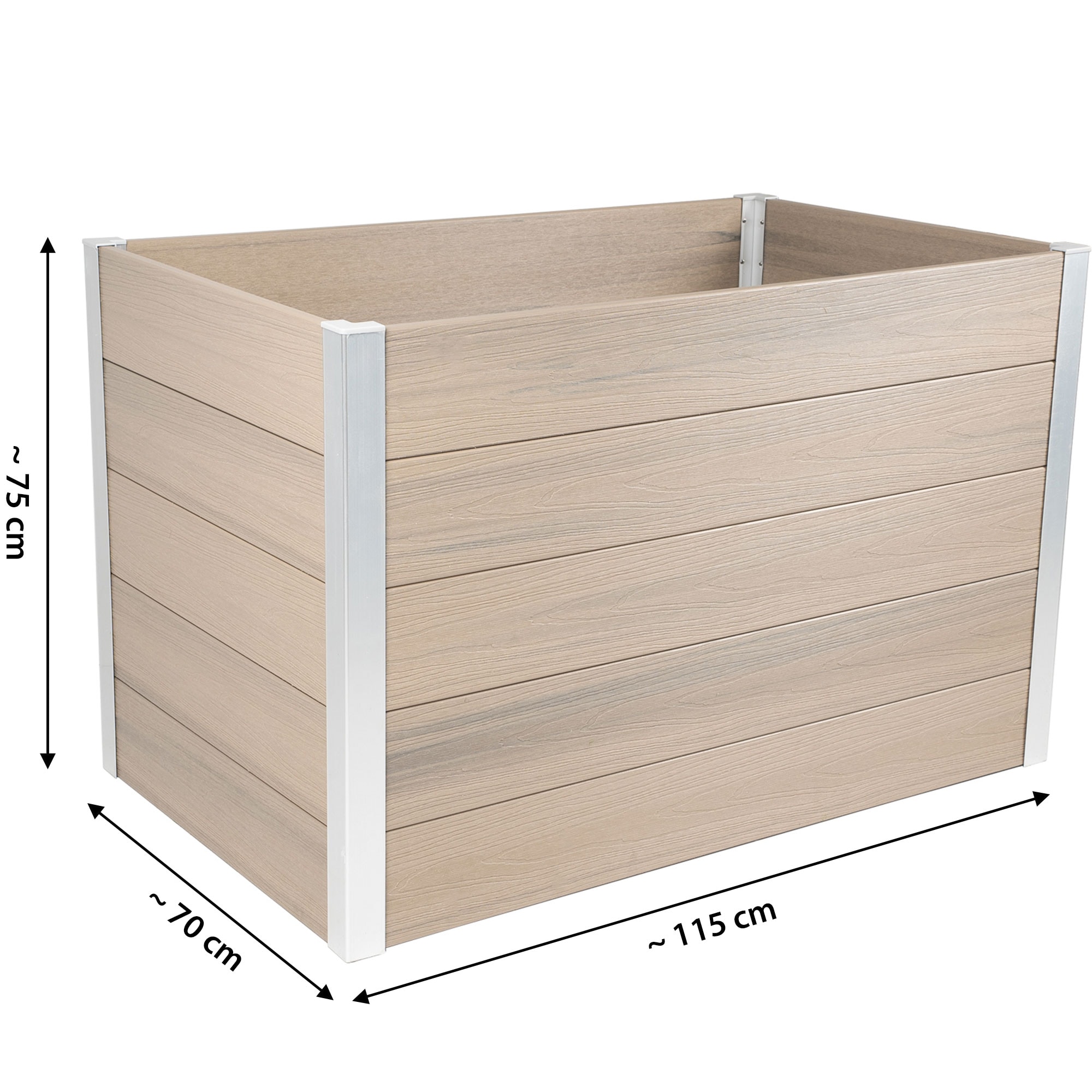 dobar Hochbeet »WPC, XL, Silbergrau« ca. 115 x 70 x 75 cm (L x B x H) groß und ca. 35 kg
