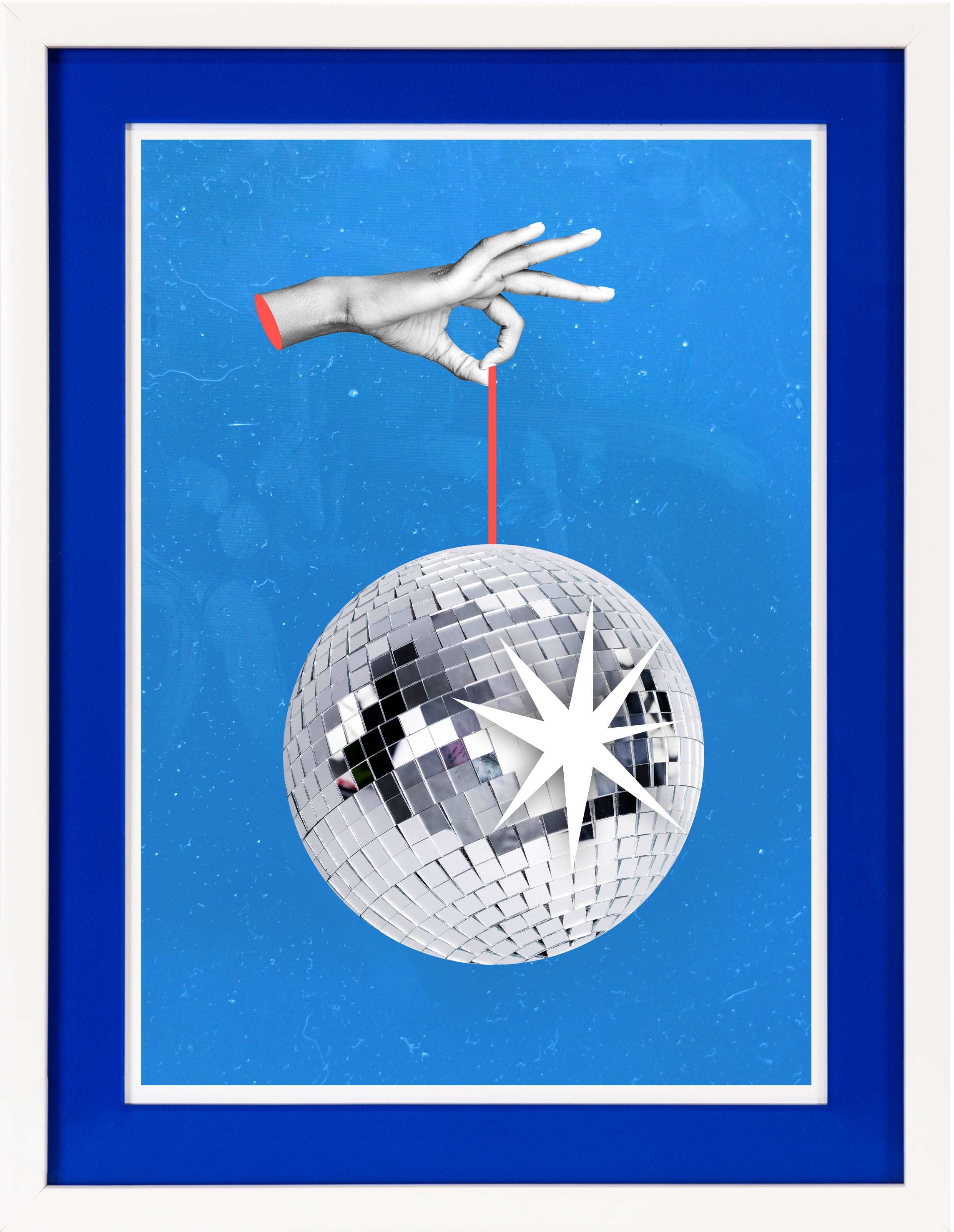 queence Bild mit Rahmen »Discokugel, glitzer, 70er«, Fashion, (1 St.), Poster mit buntem Acrylglas Passepartout