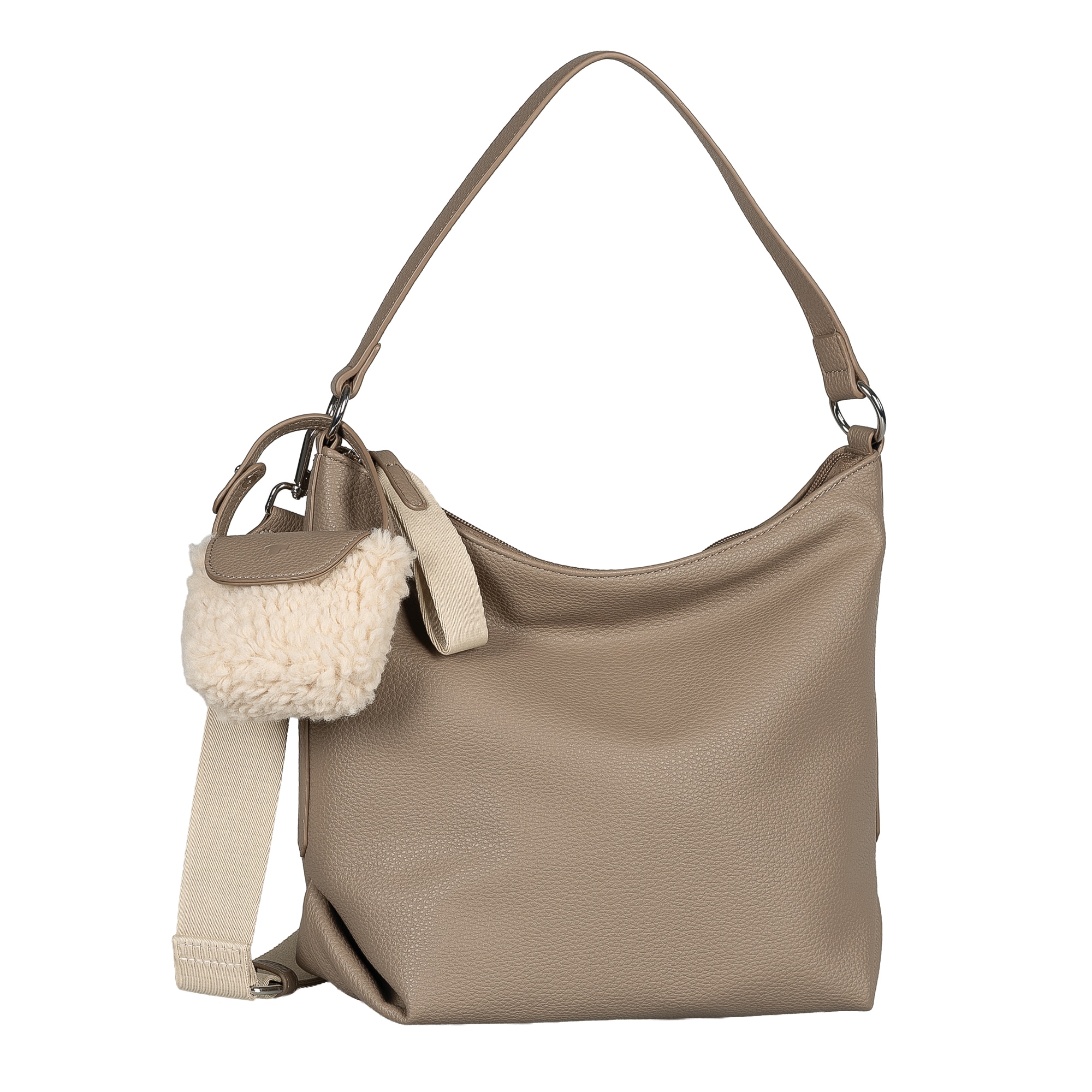TOM TAILOR Hobo »Fania« Damen Schultertasche, mit Fellimitat-Anhänger