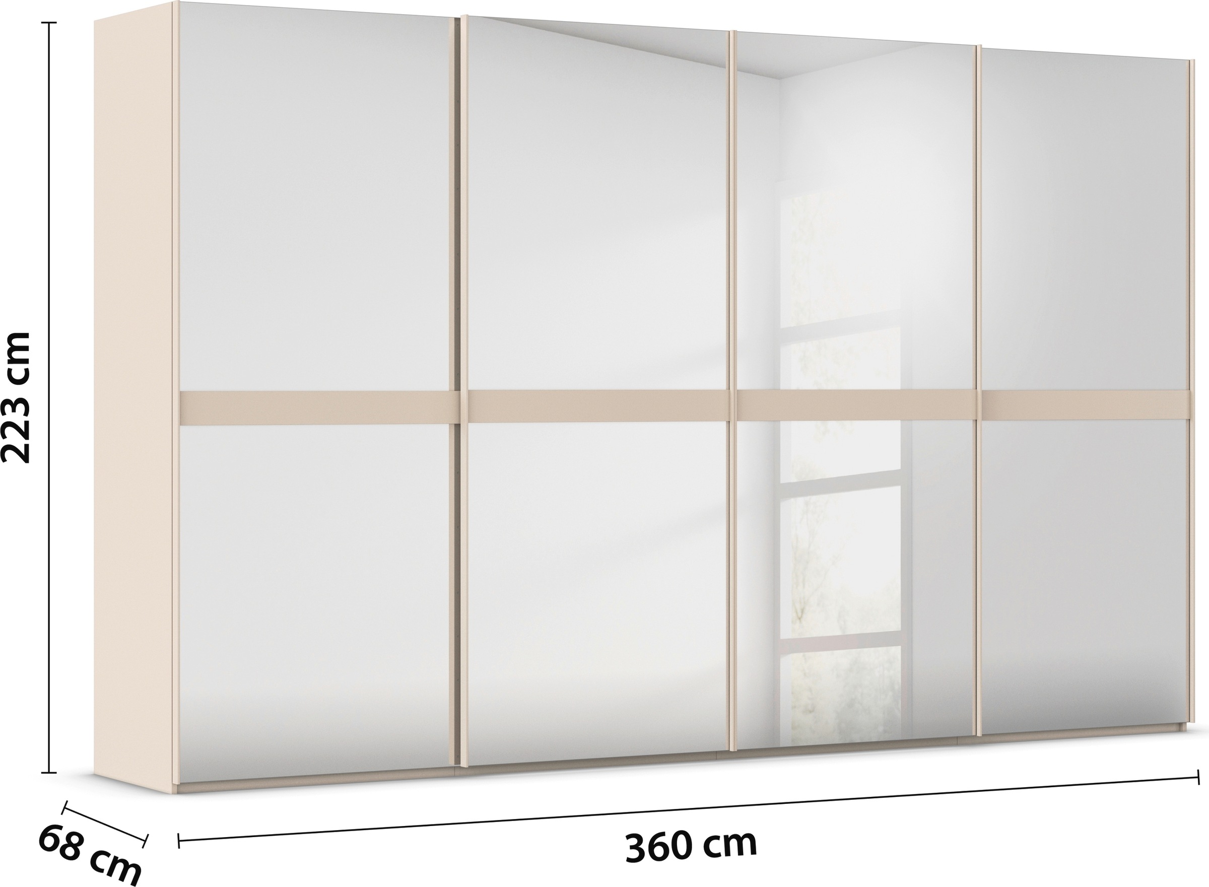 rauch Schwebetürenschrank »Kleiderschrank Schrank Garderobe Schlafzimmerschrank SCALE-LINE«, edle Optik mit Bauchbinde in Korpusfarbe Spiegelfront MADE IN GERMANY
