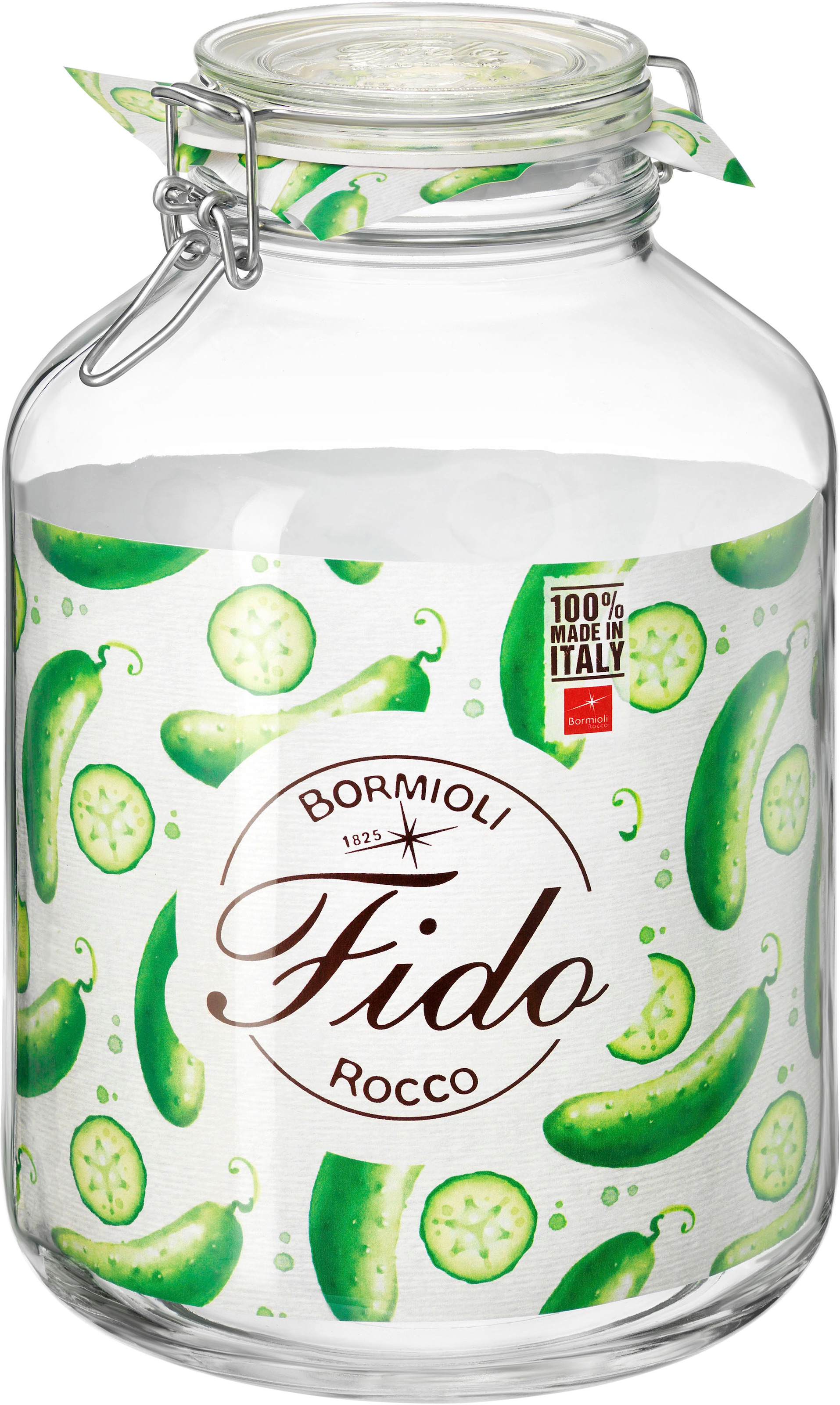 Bormioli Rocco Vorratsglas »Fido«, (Set, 6 tlg., 6 Stück, 5,0l Fassungsvermögen), luftdicht verschließbar, mit Bügelverschluß