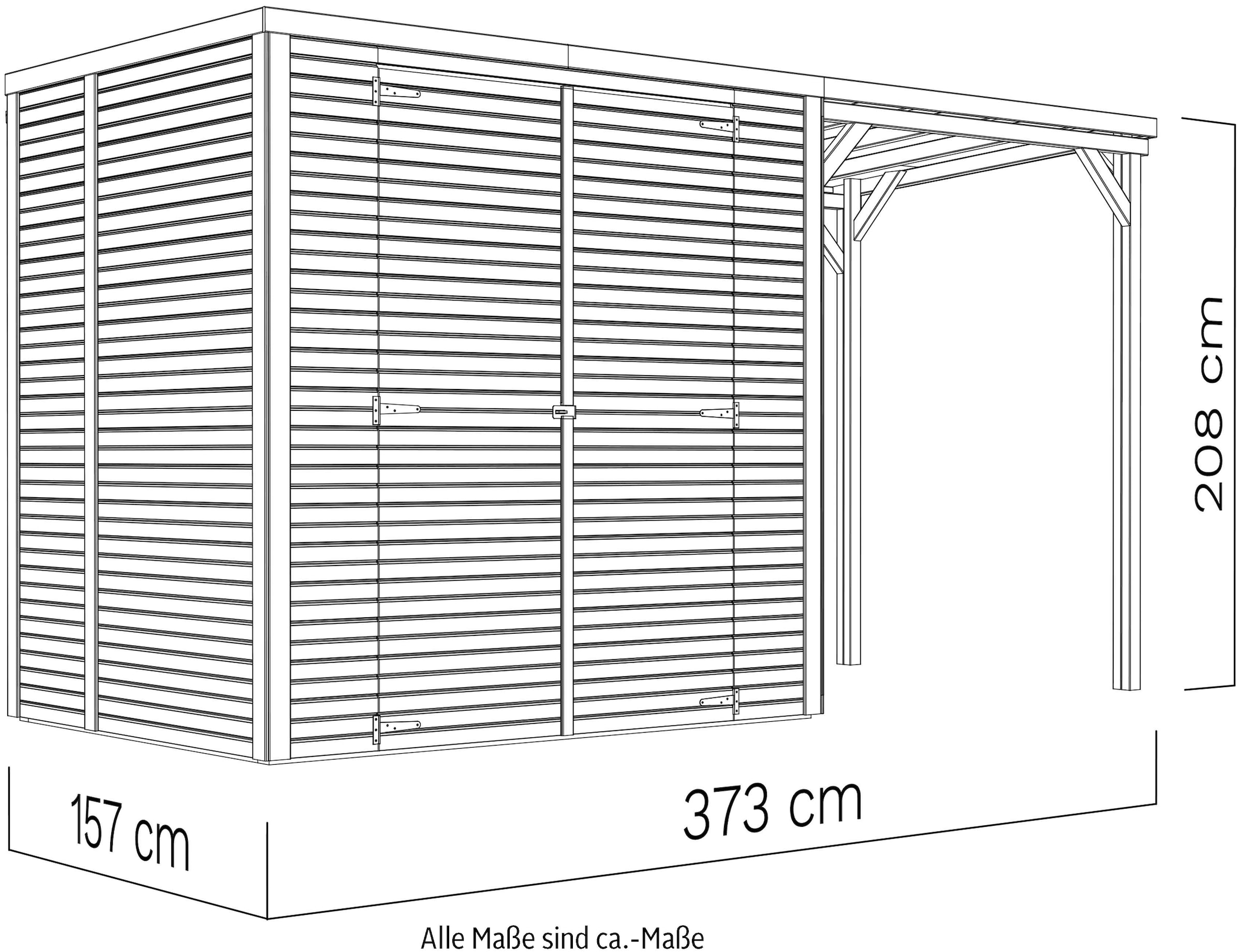 KONIFERA Gartenhaus »Beno 2 PLUS Fineline Flachdach«, mit Anbaudach