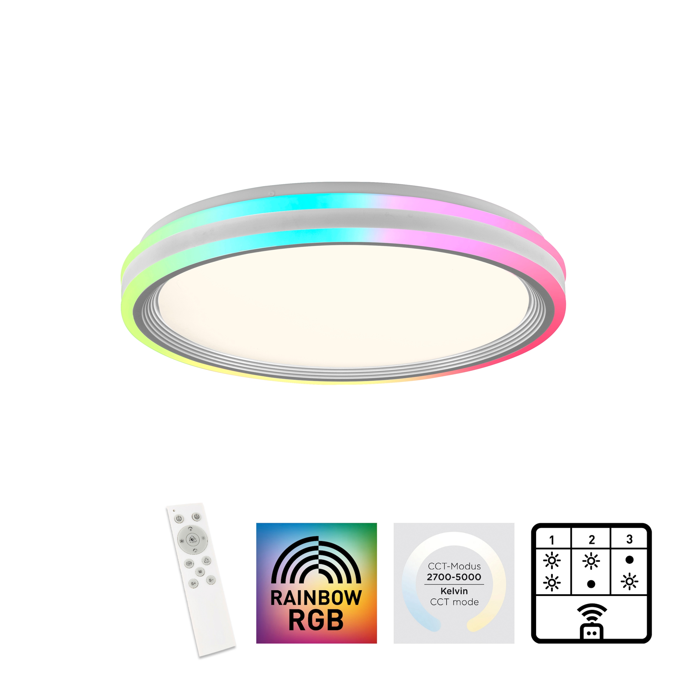 JUST LIGHT Deckenleuchte »SPHERIC«, 2 flammig, Leuchtmittel LED-Board-LED-Board | LED fest integriert-LED fest integriert, LED, CCT - über Fernbedienung, RGB-Rainbow, Infrarot inkl., dimmbar