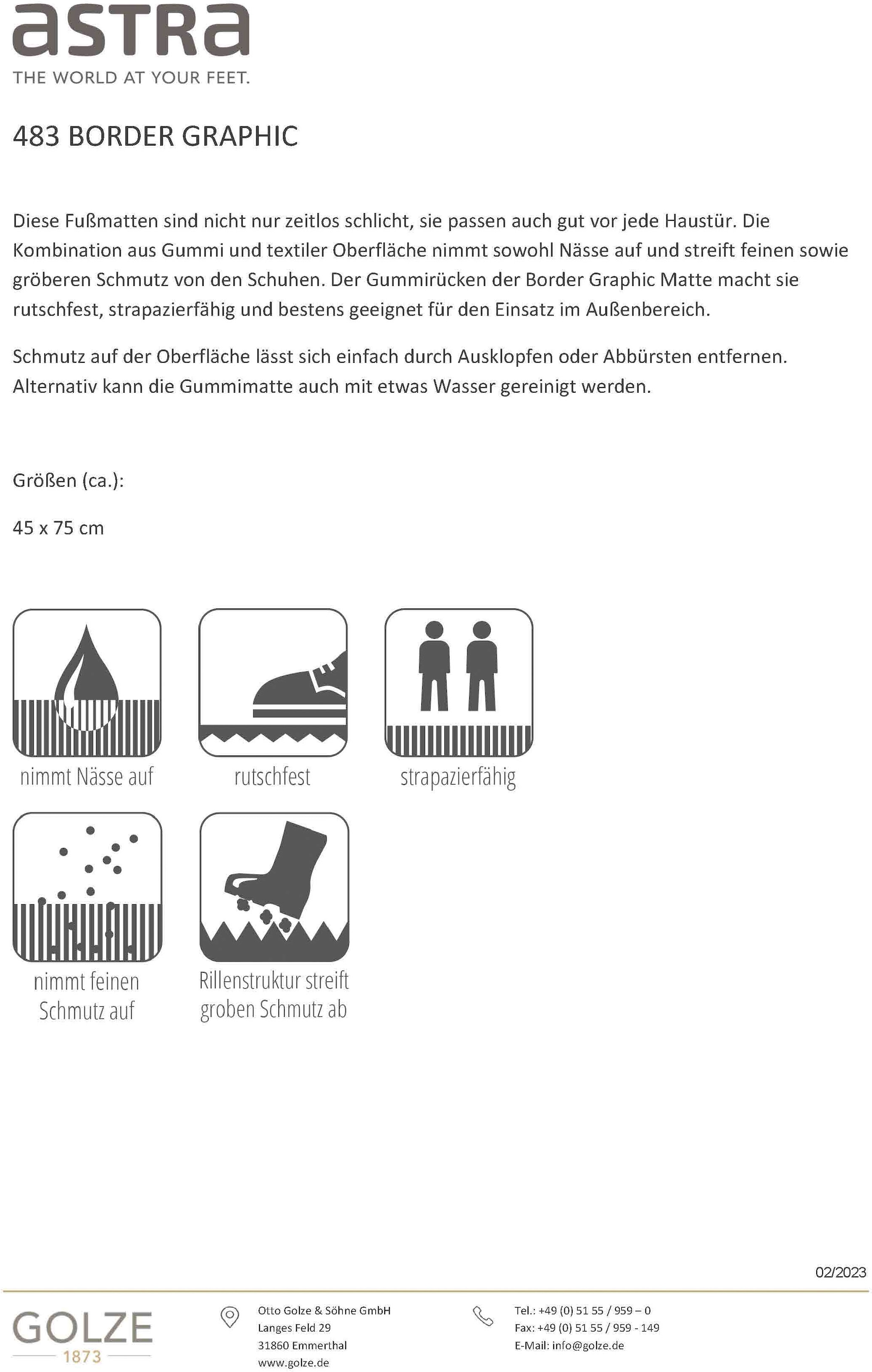 ASTRA Fußmatte »Border Graphic«, rechteckig, 8 mm Höhe, Türmatte, Schmutzfangmatte, rutschfest, In und Outdoor