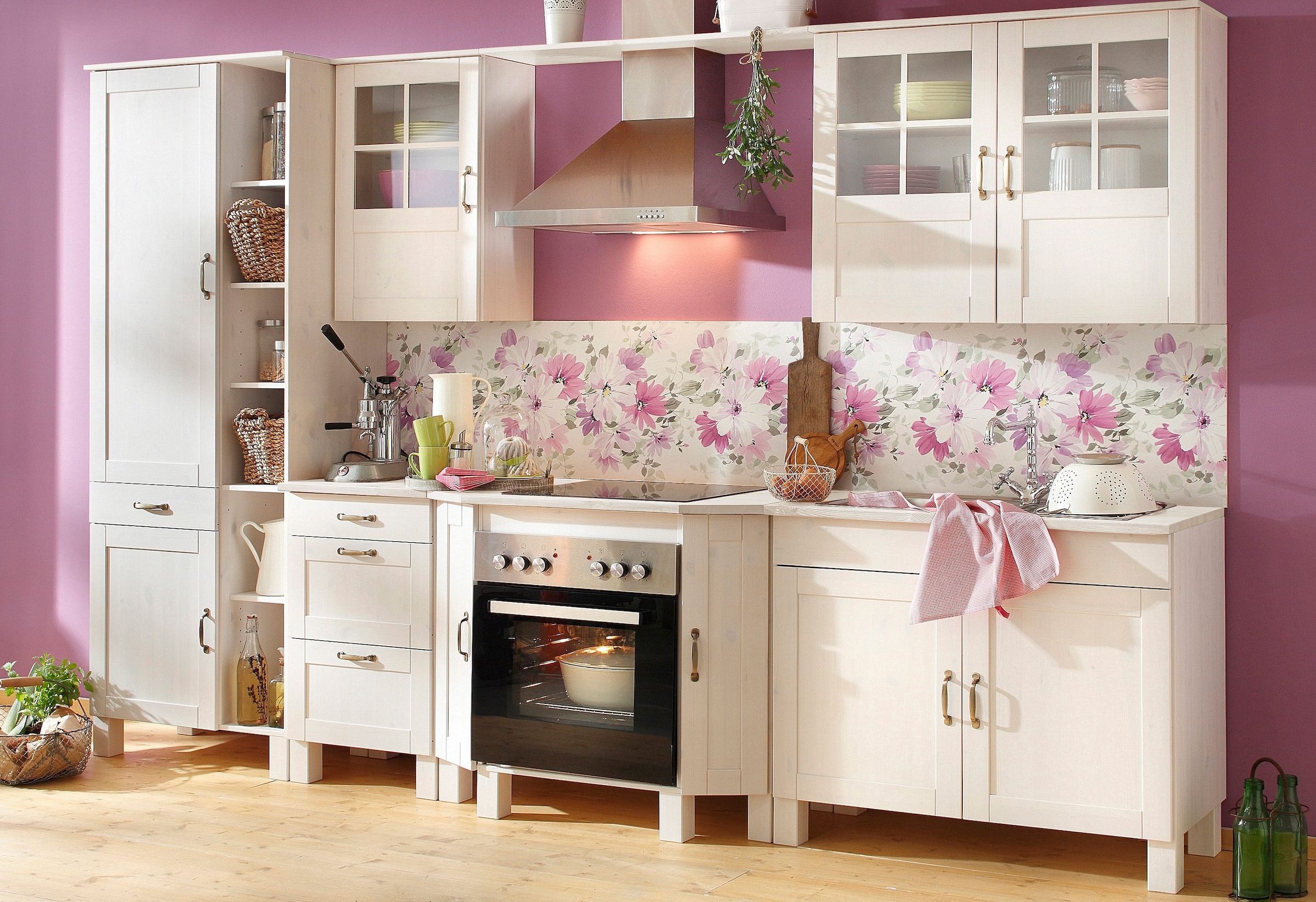 Home affaire Küchenzeile »Alby«, Breite 325 cm, aus Kiefer massiv, ohne E-Geräte