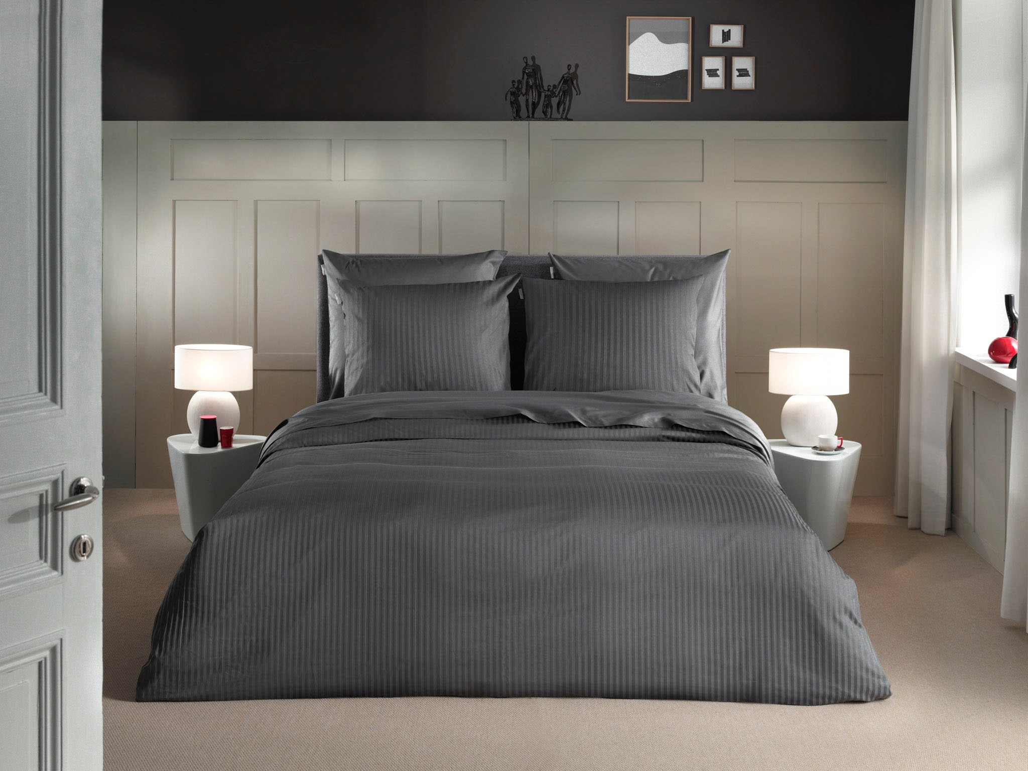 Heckett & Lane Bettwäsche »Banda« 2 tlg. hochwertiges Mako-Satin, Streifen günstig online kaufen