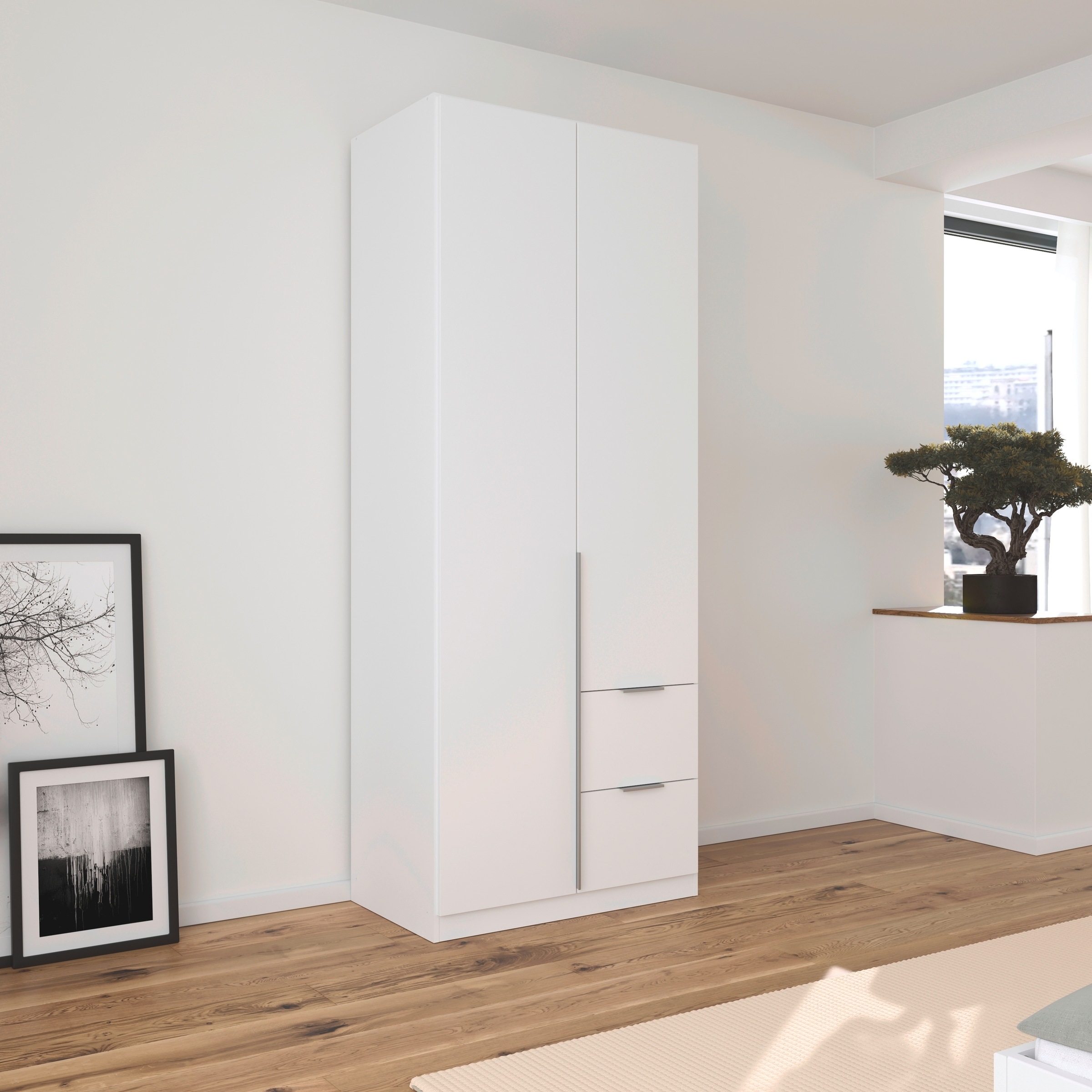 rauch Drehtürenschrank »Kleiderschrank Schrank Garderobe AGORDO mit Dekor- oder Hochglanzfront«, (in zwei Griff-Farben mit Dekor- oder Hochglanzfront), mit Außenschubkästen, in 6 Breiten und 2 Höhen MADE IN GERMANY