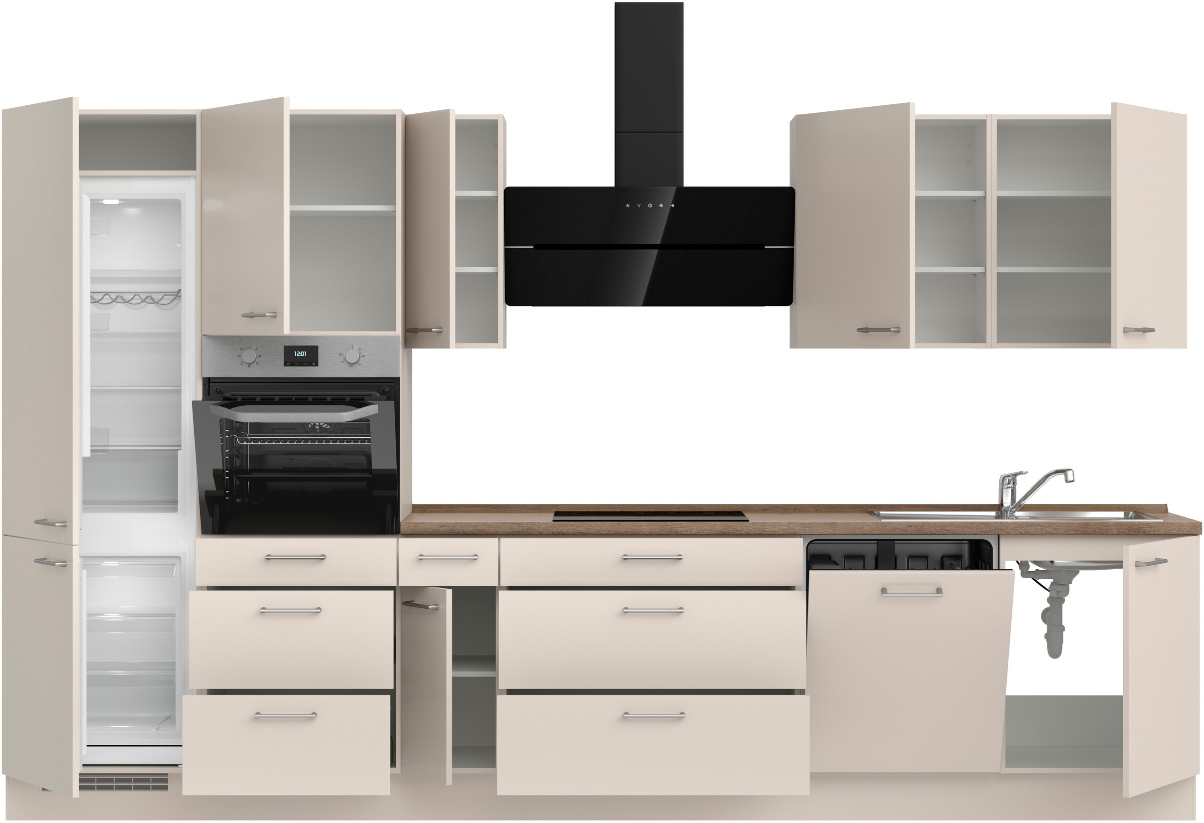 nobilia® Küchenzeile »"Laser II", Breite 360 cm, Ausrichtung wählbar«, vormontiert, wahlw. mit unterschiedlichen E-Geräten-Sets