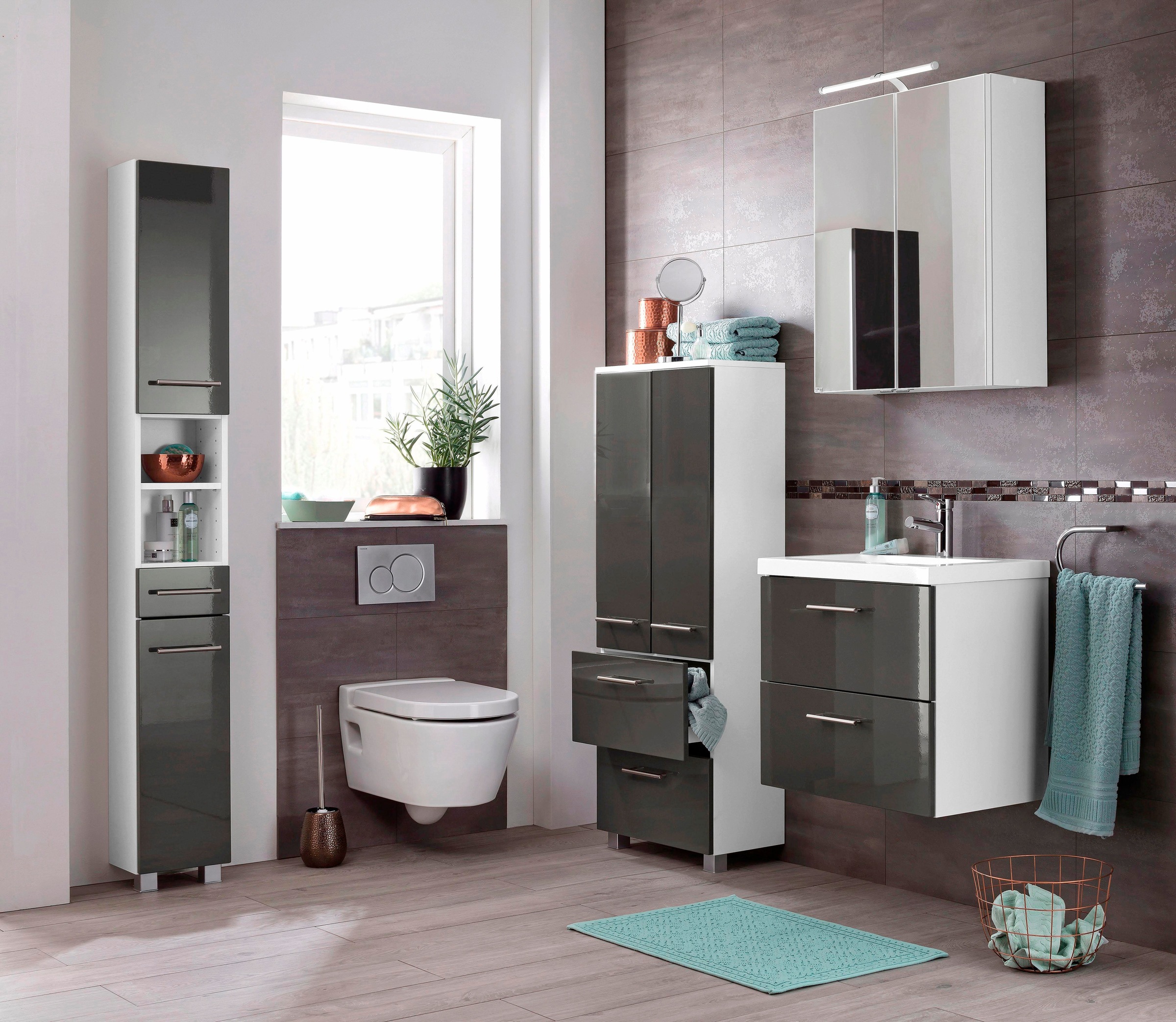 welltime Badmöbel-Set »Venedig«, (2 St.), Spiegelschrank und Waschplatz günstig online kaufen