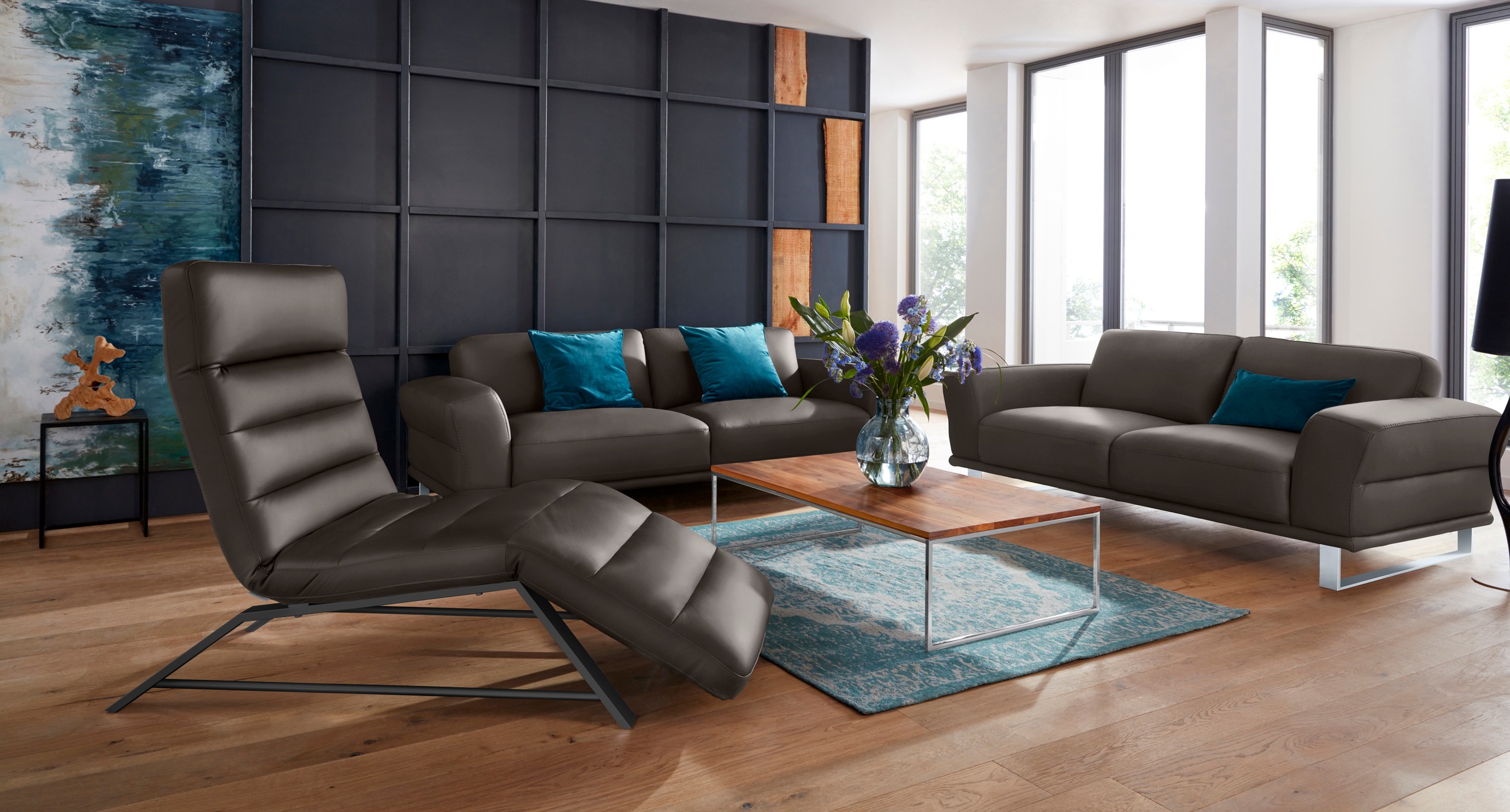 W.SCHILLIG 2,5-Sitzer »montanaa«, mit Metallkufen in Silber matt, Breite 212 cm