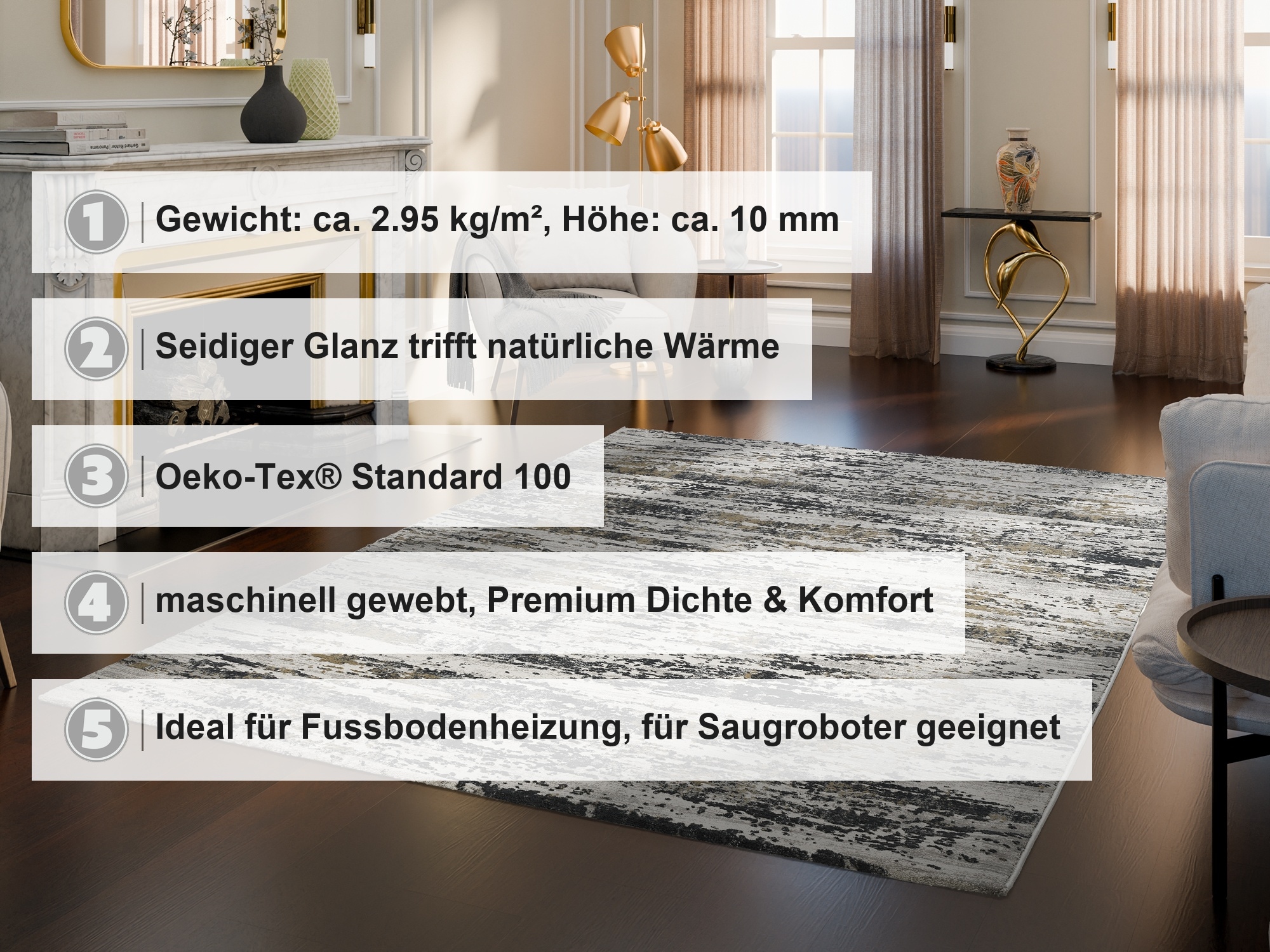 OCI DIE TEPPICHMARKE Teppich »MANCHESTER TAKI« rechteckig 10 mm Höhe Design Teppich Kurzflor hochwertige Qualität