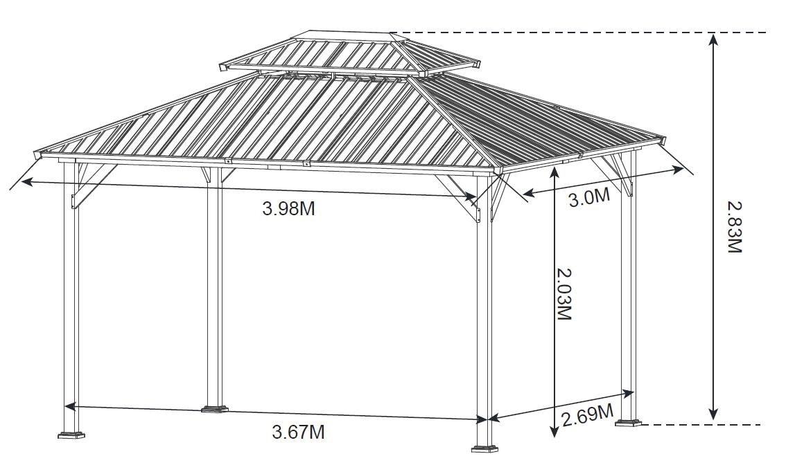 KONIFERA Pavillon »Thasos« mit Doppeldach, in BxT: 300x300 cm und 400x300 cm, ohne Seitenteile