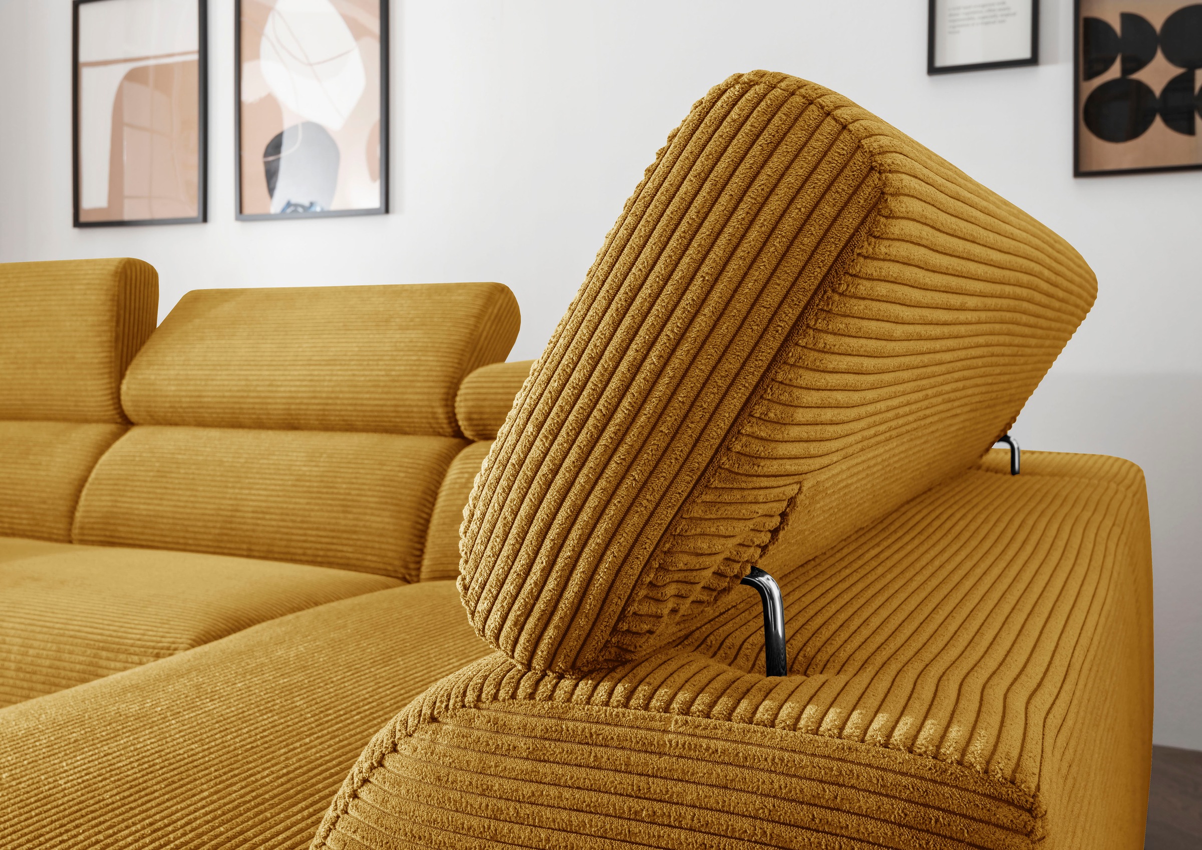 alina Ecksofa »Hikari«, wahlweise mit Sitzvorzug, in modernem Cordstoff, Breite 302 cm