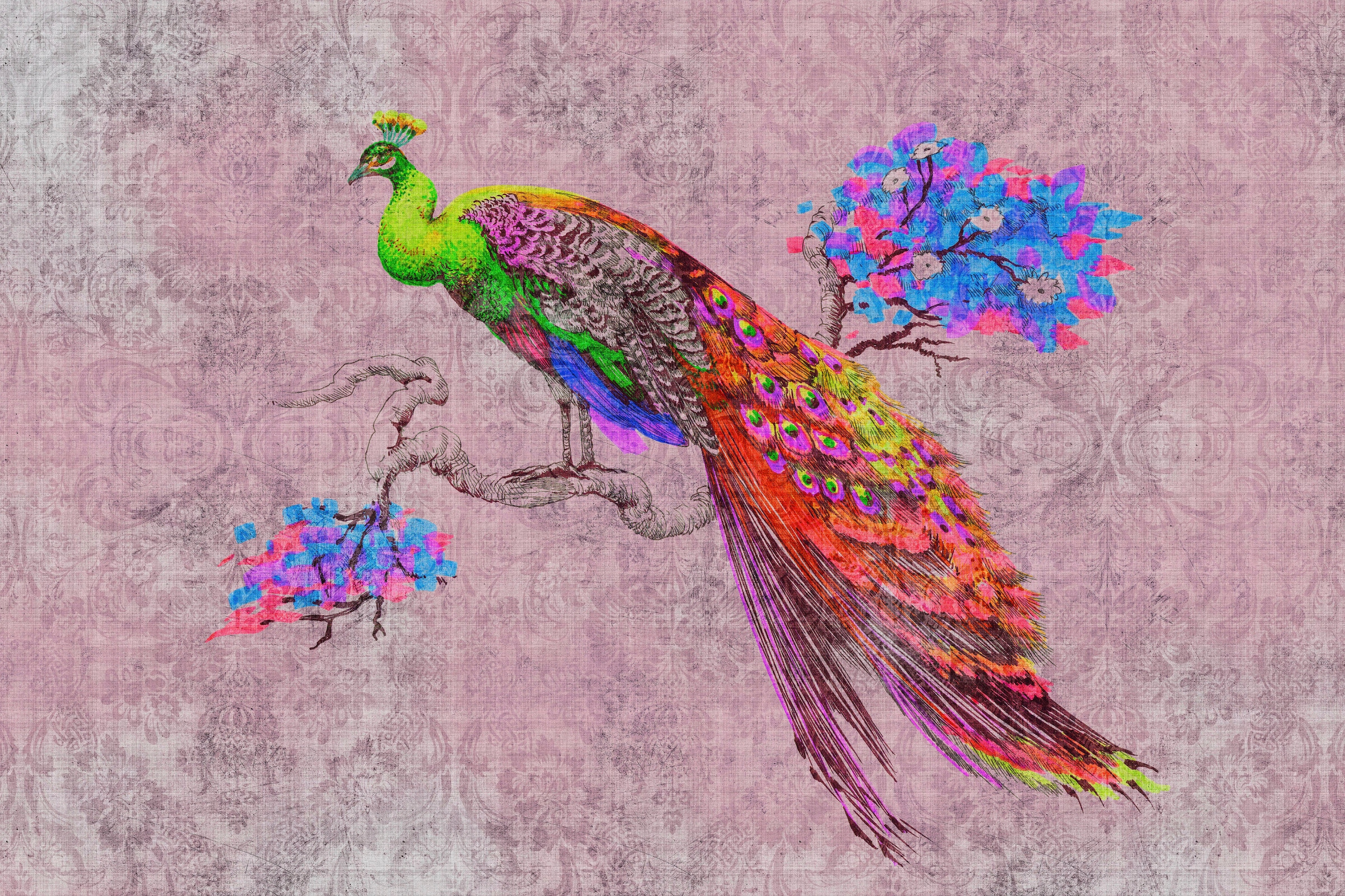 A.S. Création Leinwandbild »peacock«, Kunst-Tiere-Kinder, (1 St.), Keilrahmen Bild Bunt Pfau Leinwand-Bild Wohnzimmer modern Wandbild