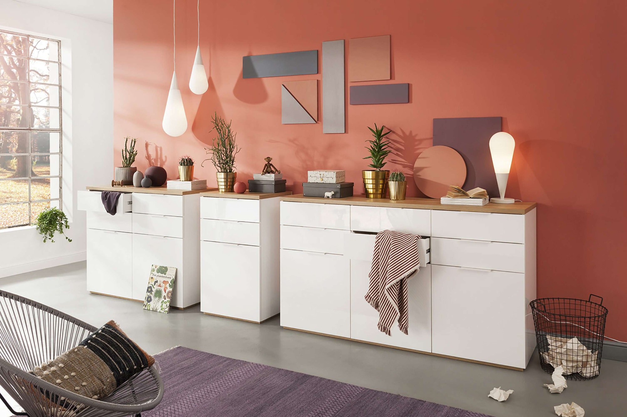 Composad Sideboard »Mundi, Lowboard, TV-Board, TV-Kommode, Fernsehschrank«, (1 St.), mit Schubladen und Türen in Hochglanz lackiert, in 2 Breiten