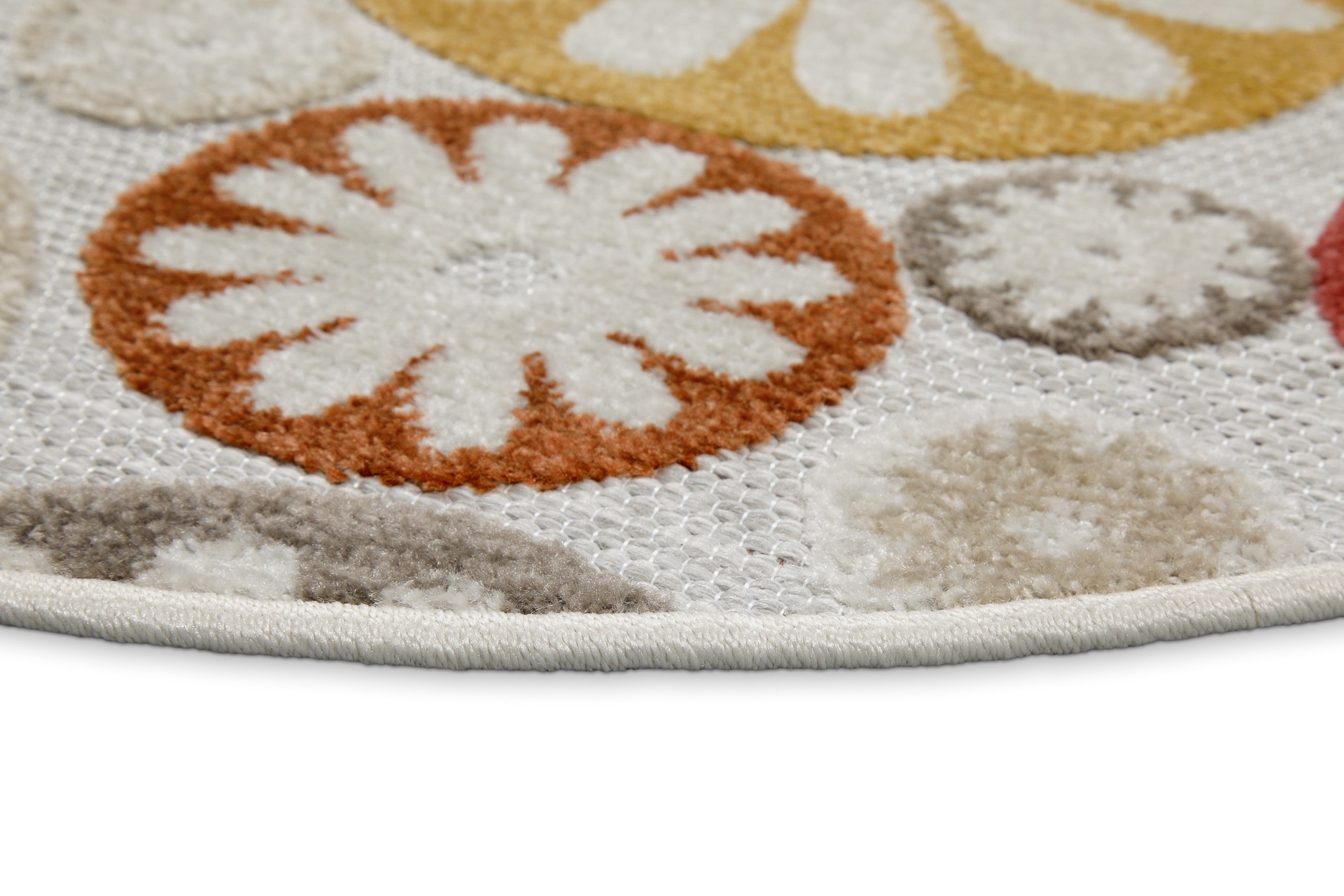 Wecon home Outdoorteppich »Flowerdrops«, rund, 5 mm Höhe, für Innen & Außen, strapazierfähig, pflegeleicht, Hoch-Tief Effekt