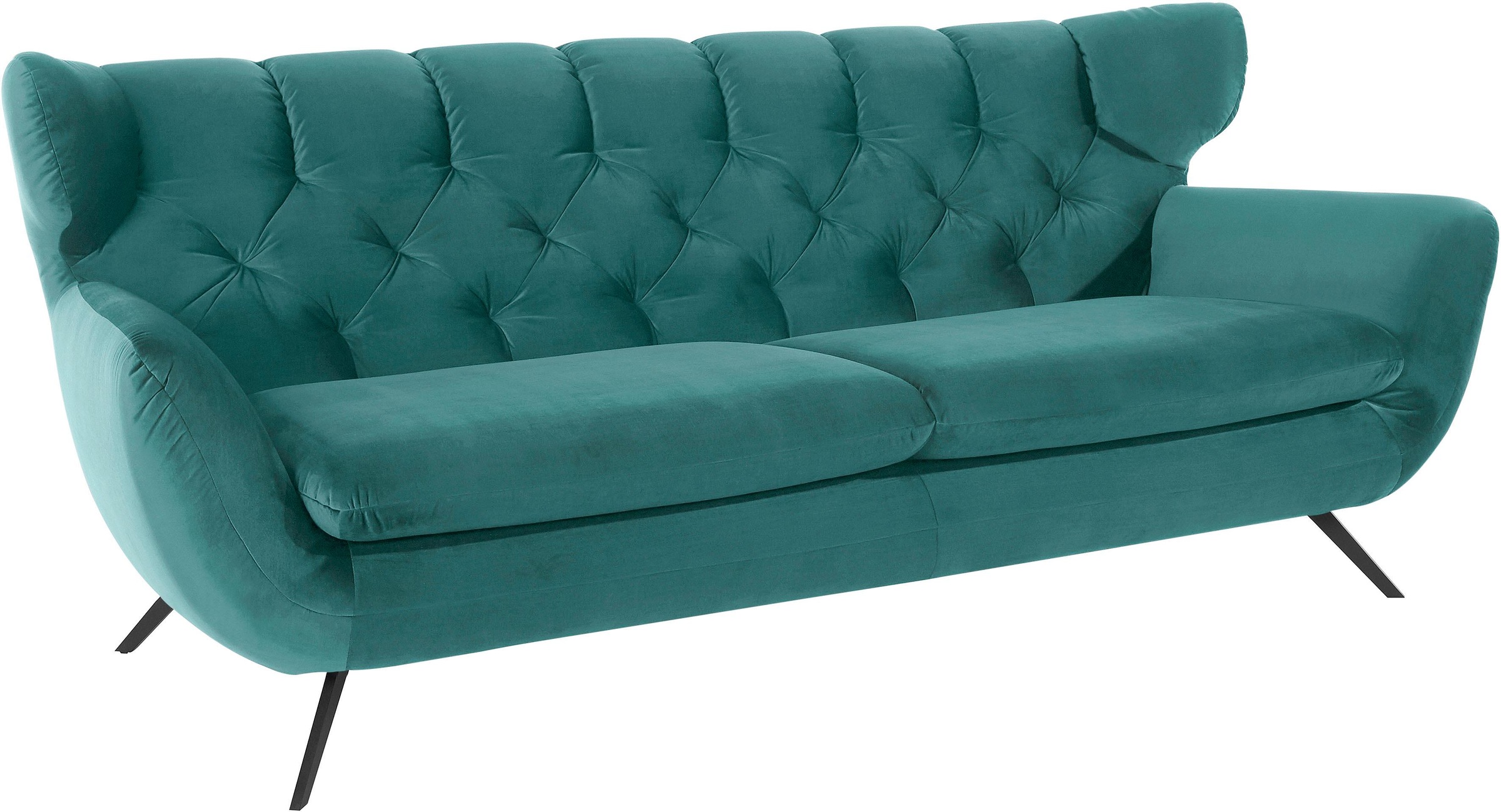 3C Candy 3-Sitzer »Beatrice, extravagantes Megasofa, bequem, Küchensofa«, mit Rückensteppung im Rautenmuster, Samt Optik, auch in Fellimitat