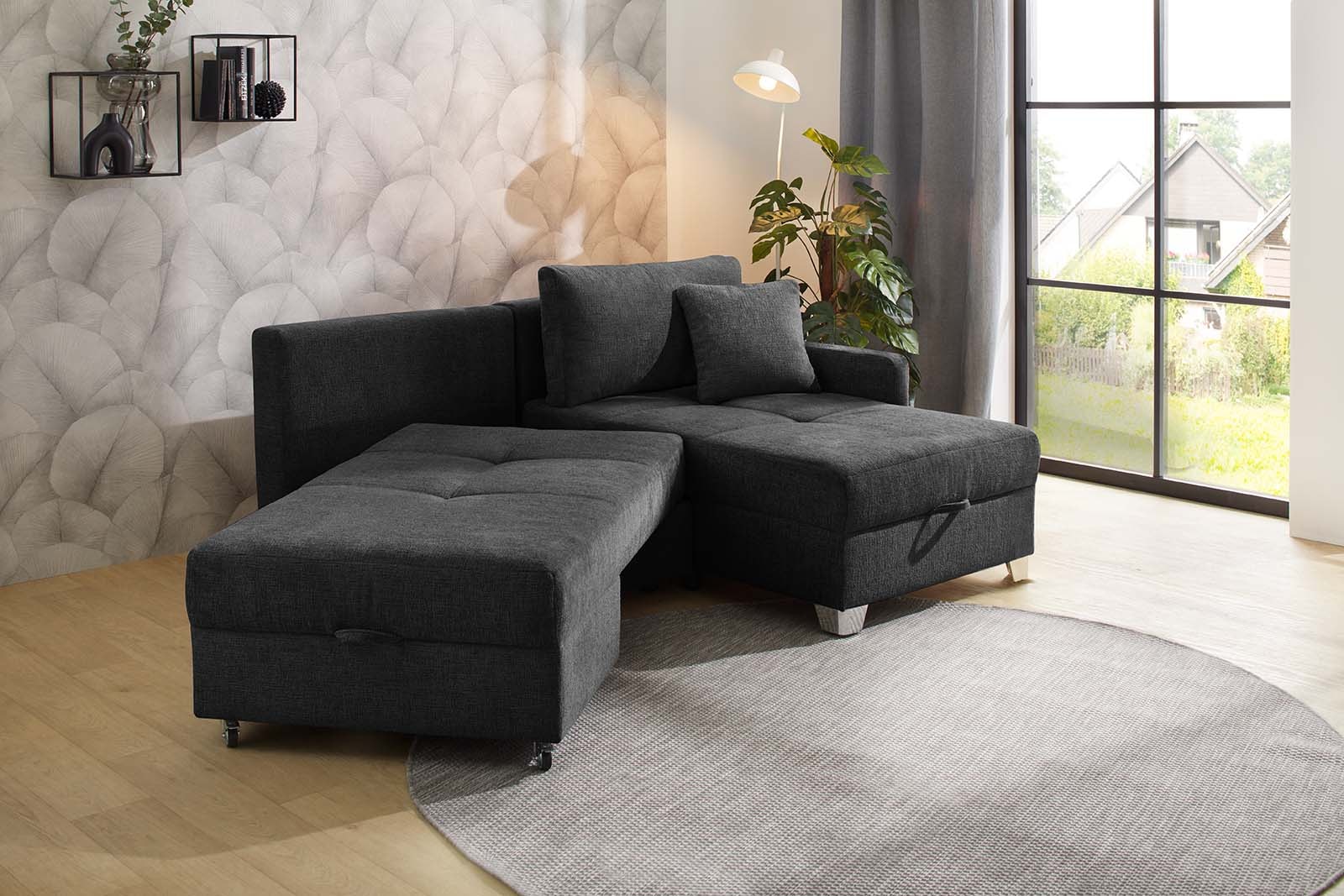 Jockenhöfer Gruppe Ecksofa »Lemberg, Dreh-Schwenk-Ottomane«, inklusive Relax- und Schlaffunktion, Ottomane links/ rechts montierbar