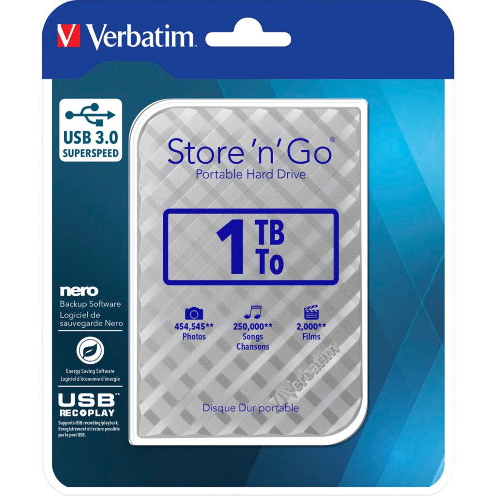 Verbatim externe HDD-Festplatte »Store 'n' Go USB 3.0«, Anschluss USB 2.0-USB 3.0