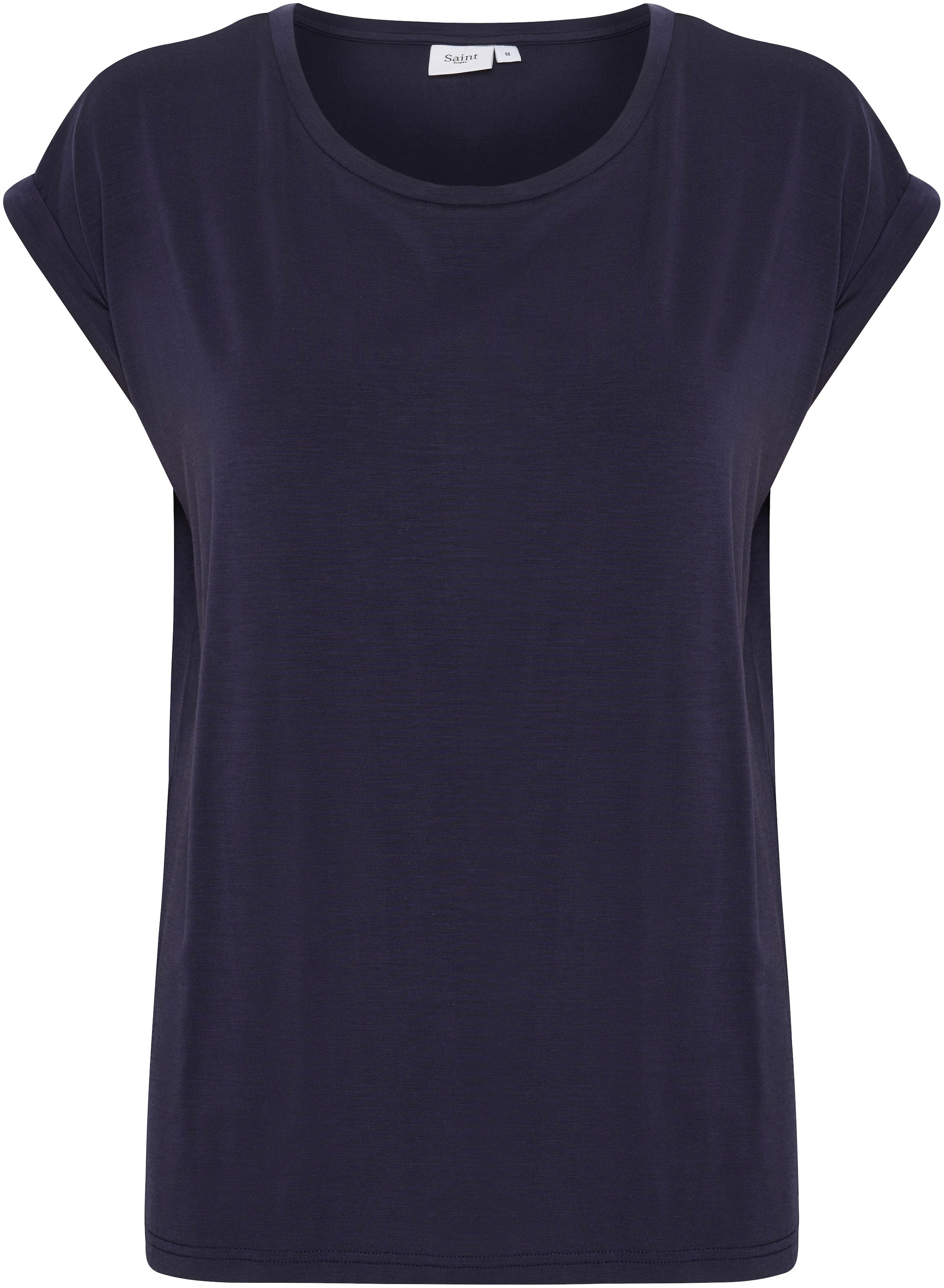 Saint Tropez Rundhalsshirt Basic in edler LYOCELL Qualität