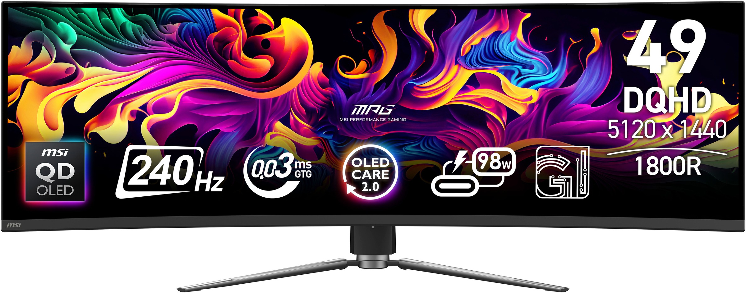 MSI Curved-Gaming-Monitor »MPG 491CQPX QD-OLED«, 125 cm/49 Zoll, 5120 x 1440 px, DQHD, 0,03 ms Reaktionszeit, 240 Hz