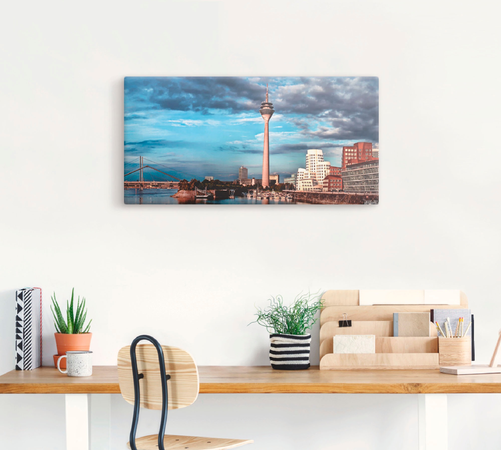 Artland Leinwandbild "Düsseldorf Skyline I", Deutschland, (1 St.), auf Keil günstig online kaufen