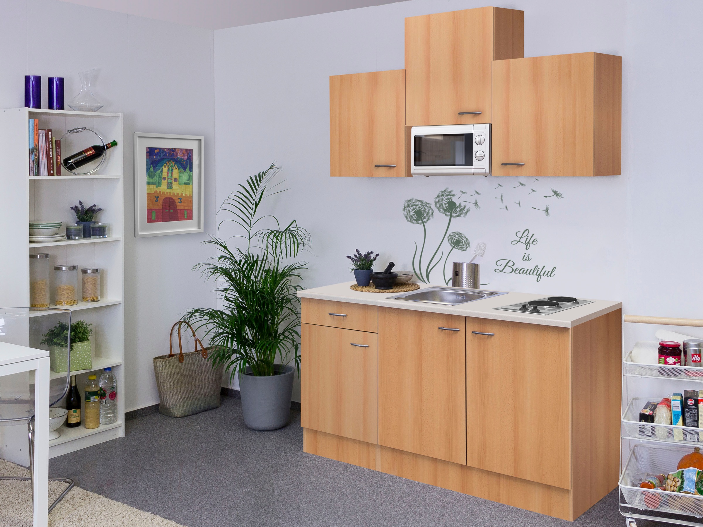 Flex-Well Küchenzeile "Nano", Gesamtbreite 150cm, mit Mikrowelle und Kochfe günstig online kaufen