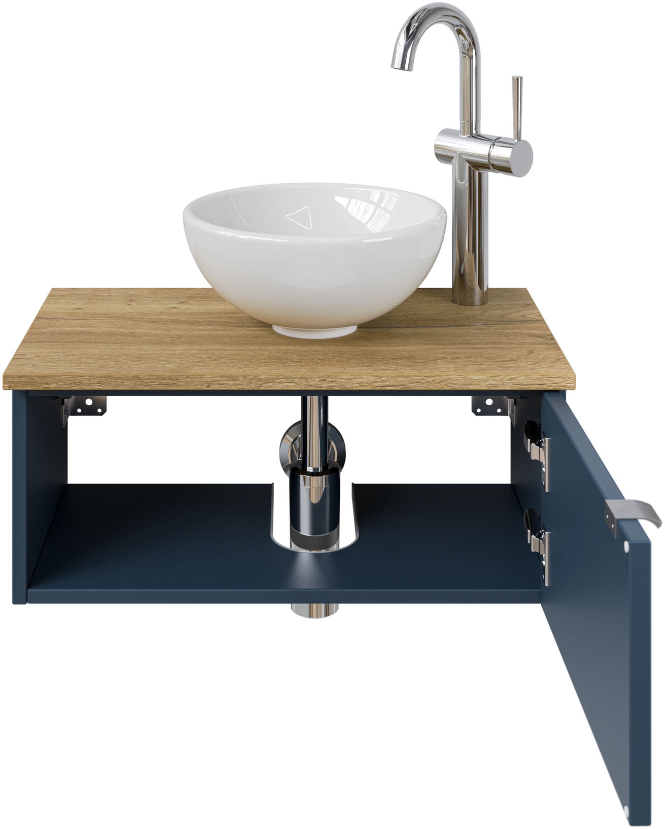 Saphir Waschtisch »Serie 6915 Waschschale mit Unterschrank für Gästebad, Gäste WC«, 61 cm mit Keramik-Aufsatzbecken, 1 Tür und 1 Fach