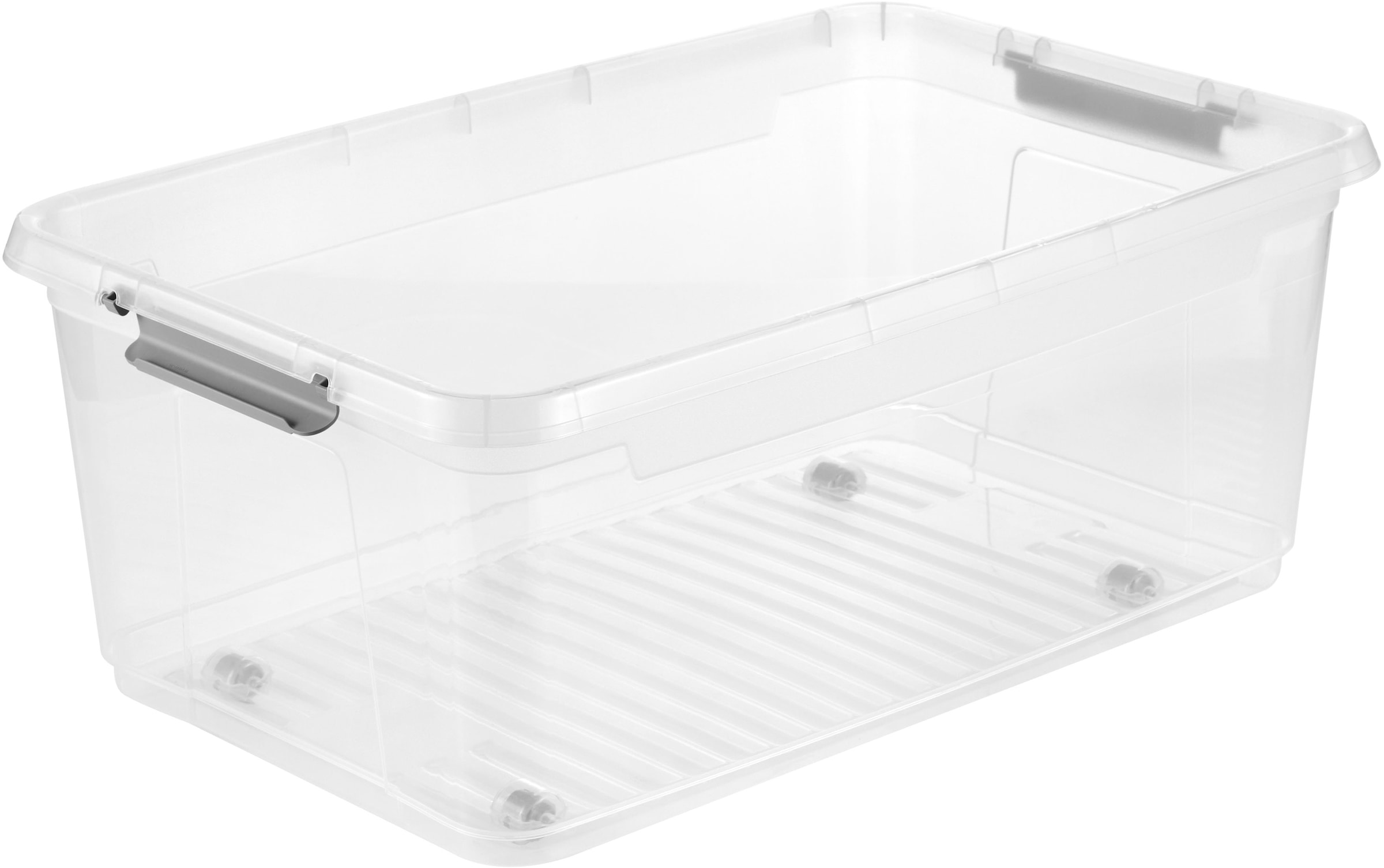 keeeper Aufbewahrungsbox »Clipbox Leo (Set 3 St.) 37 L, 59 x 38 x 24 cm« Schanierclips, Doppelöffnung, 90° drehbare Räder, fixierbarer Deckel