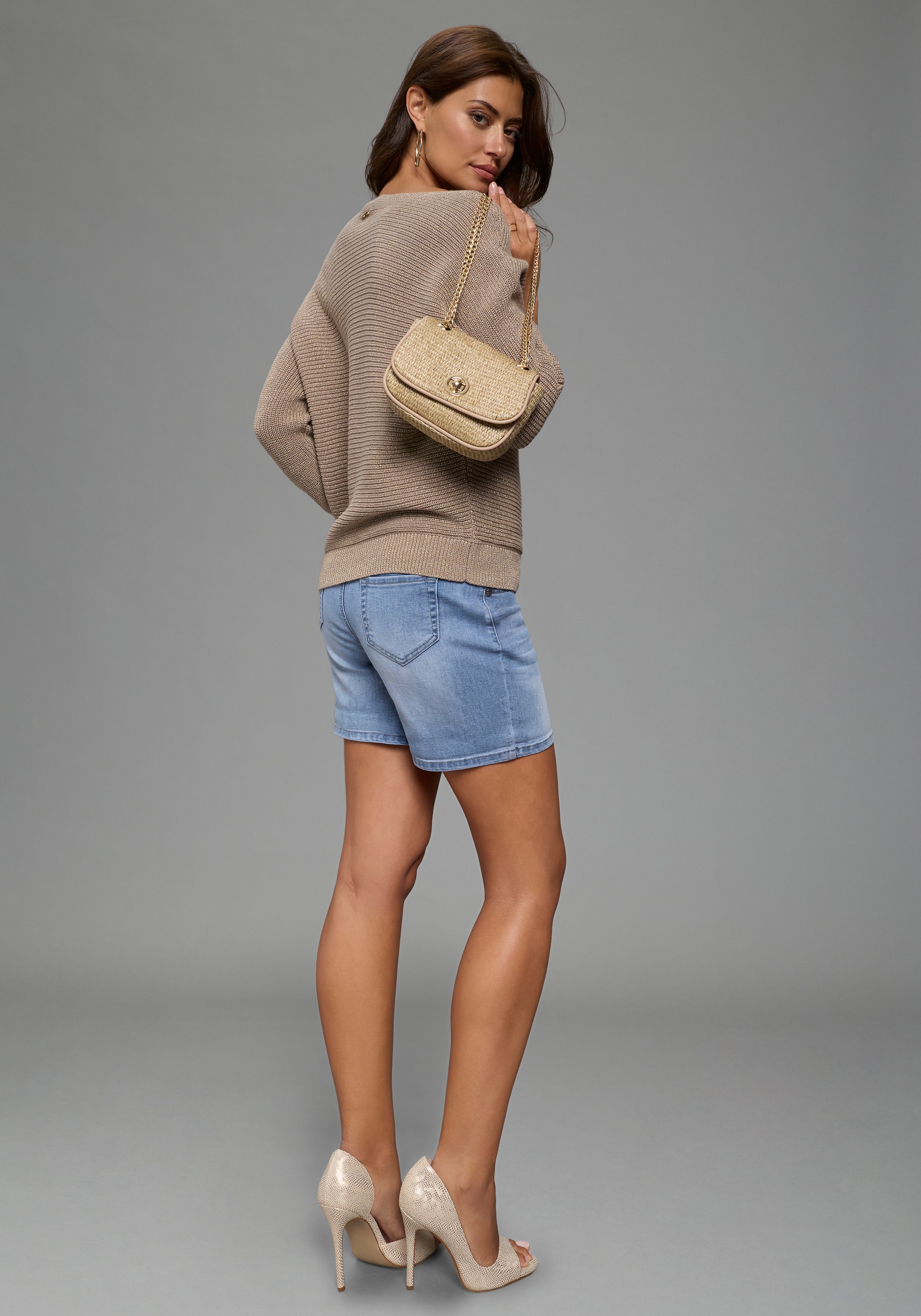 Laura Scott 3/4 Arm-Pullover »im sommerlichen Look« mit Glitzergarn und in lässigem Schnitt