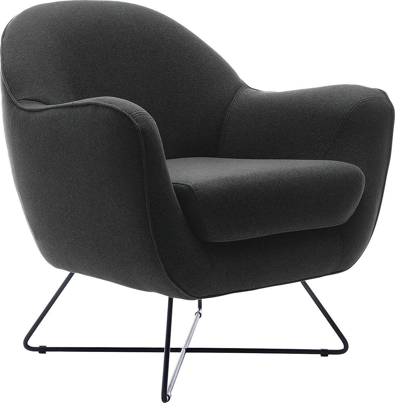 TRENDMANUFAKTUR Sessel »Evora, Loungesessel, Designsessel«, in zeitlosem Stil mit modernem Metallgestell