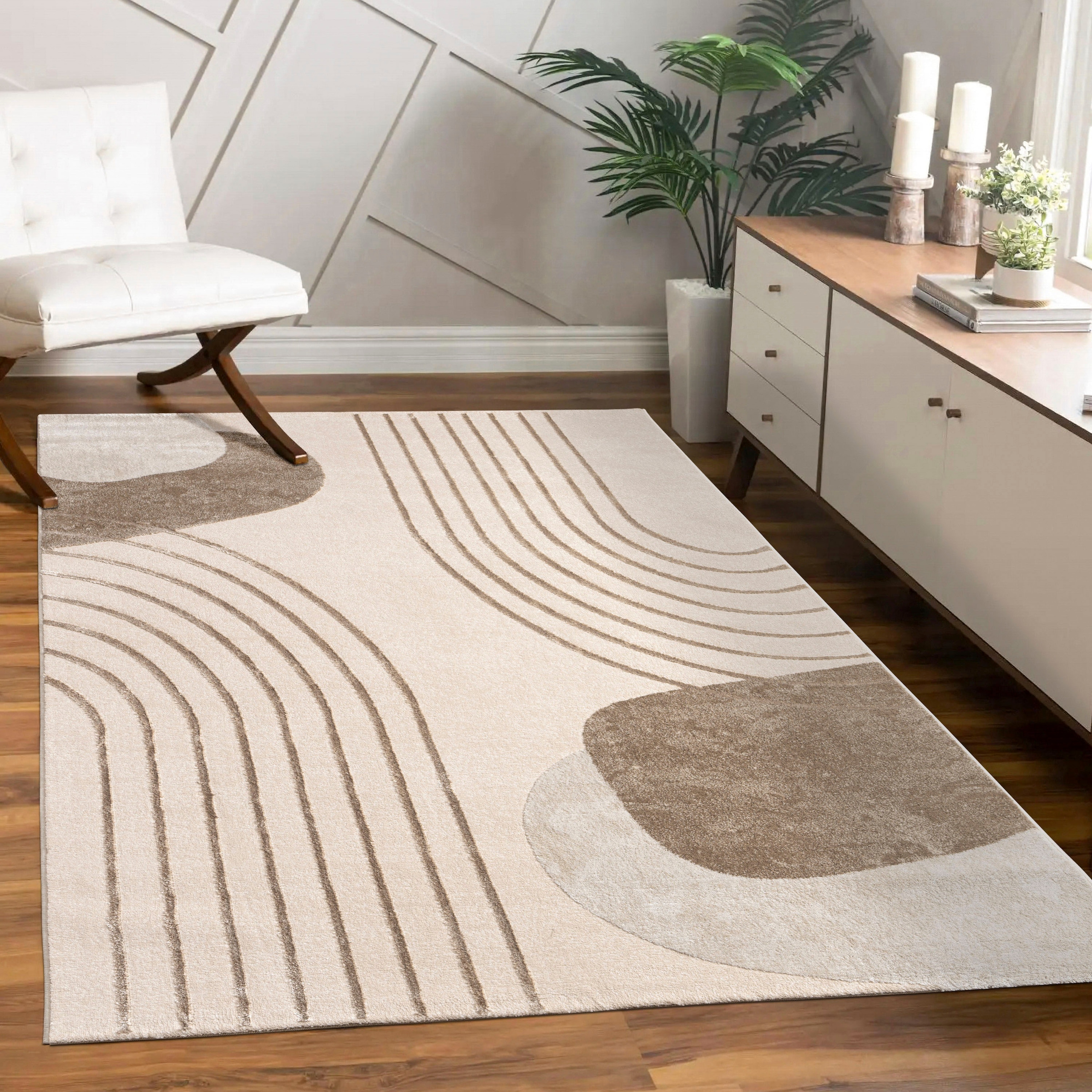Paco Home Teppich »Tuana 216«, rechteckig, 15 mm Höhe, Kurzflor, modernes Design, Regenbogen, Hoch-Tief Struktur, Scandi-Look