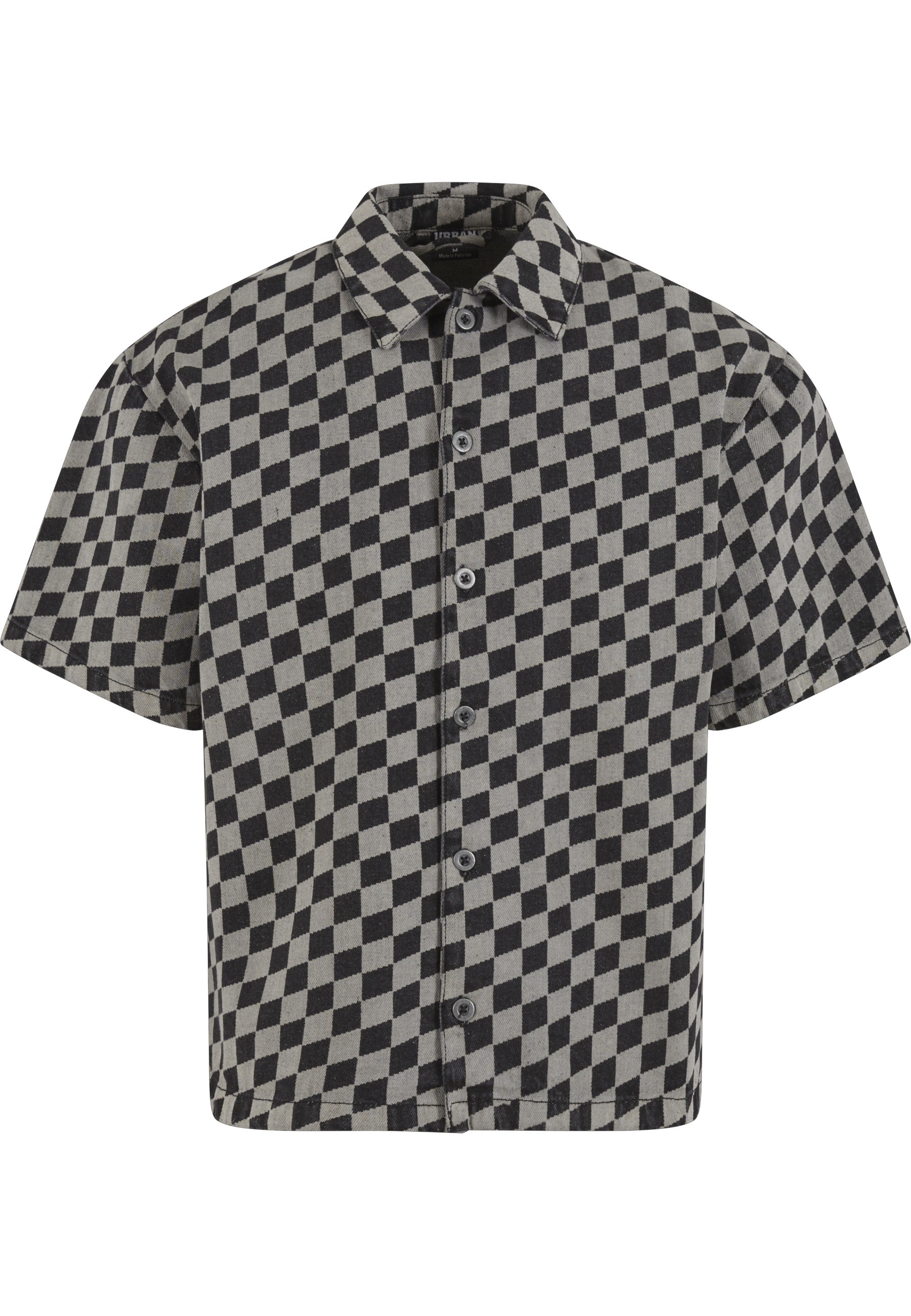 URBAN CLASSICS Langarm-Poloshirt »Urban Classics Laser Check Printed Boxy Shirt« 1 Stk.