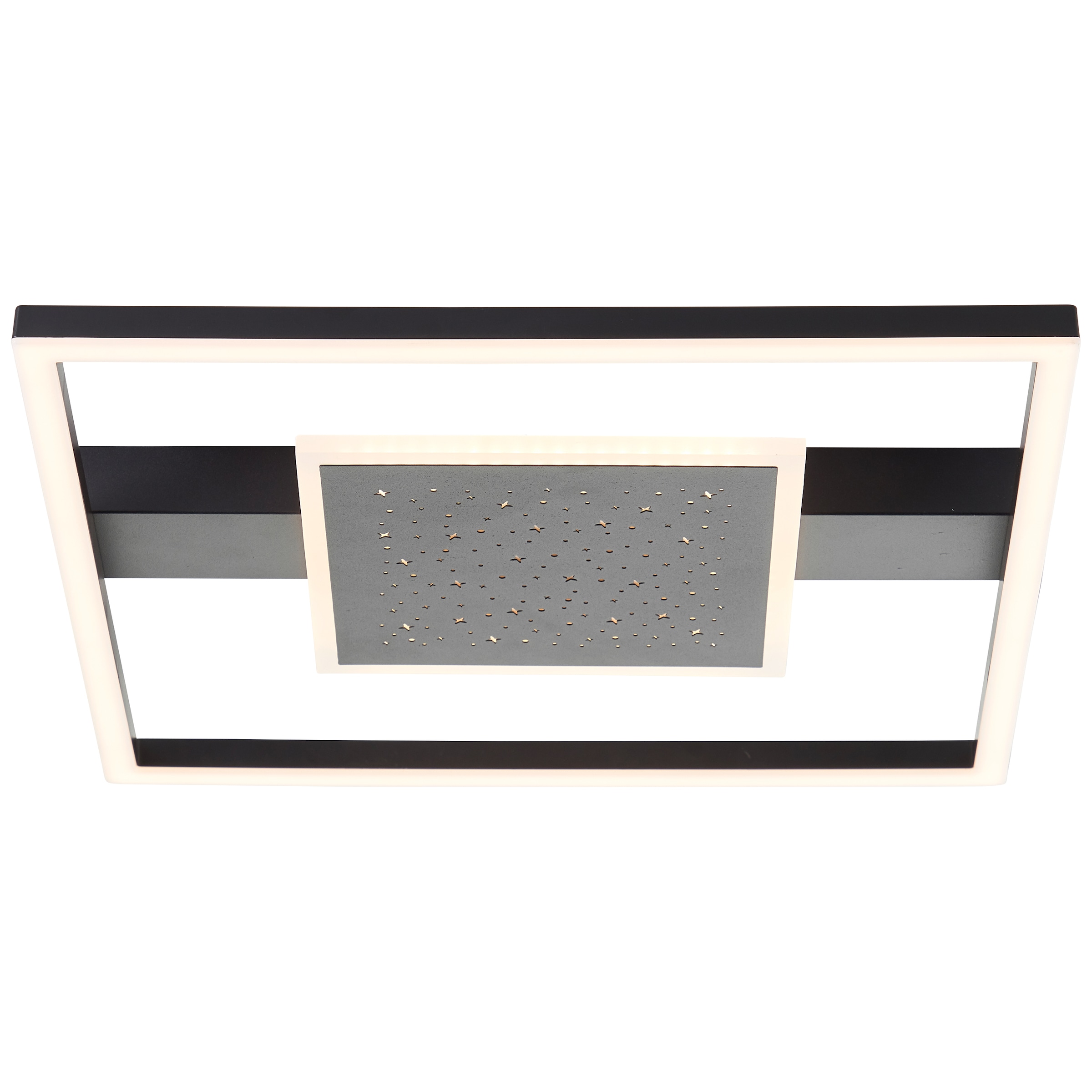 BreLight LED Deckenleuchte »Reno«, 37 x 37 cm, 3500 lm, 3000 K, Sternenglanz, schwarz