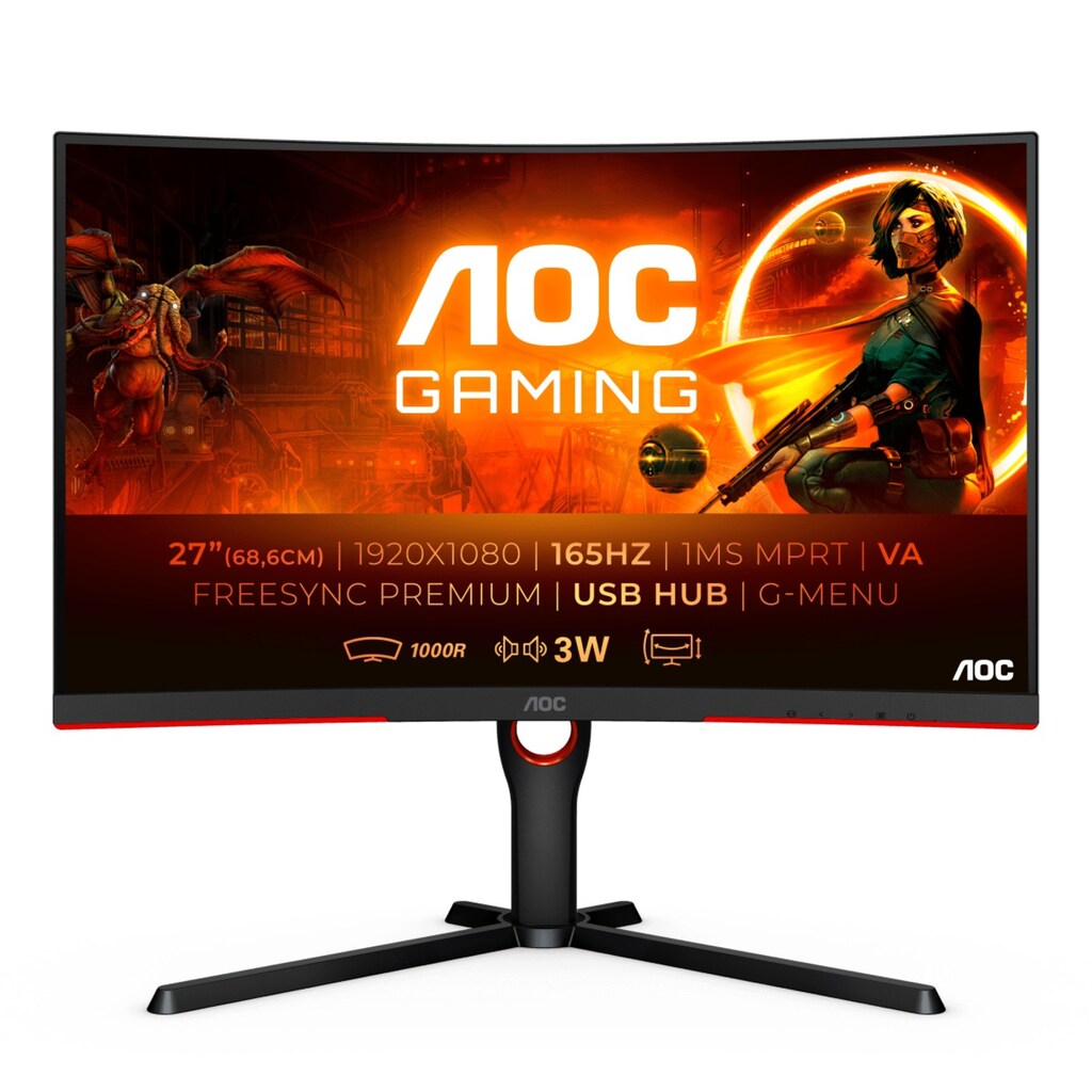 AOC Curved-Gaming-Monitor »C27G3U/BK«, 68,6 cm/27 Zoll, 1920 x 1080 px, Full HD, 1 ms Reaktionszeit, 165 Hz