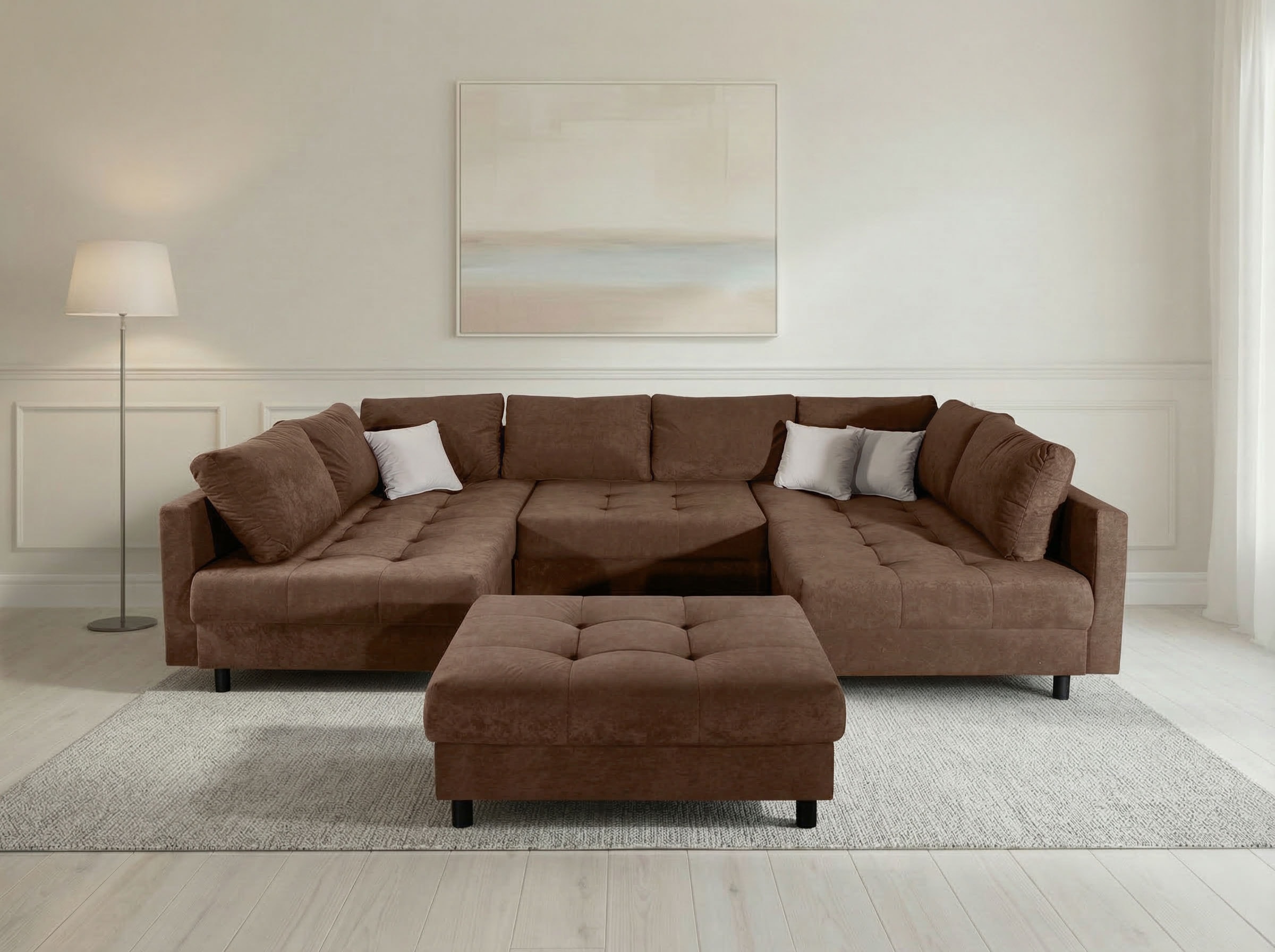 COLLECTION AB Wohnlandschaft »Antonia U-Form, B: 298 cm« Wohnlandschaft, Rückenkissen, 2 ottomane, Komfortablem Bonnelfederkern