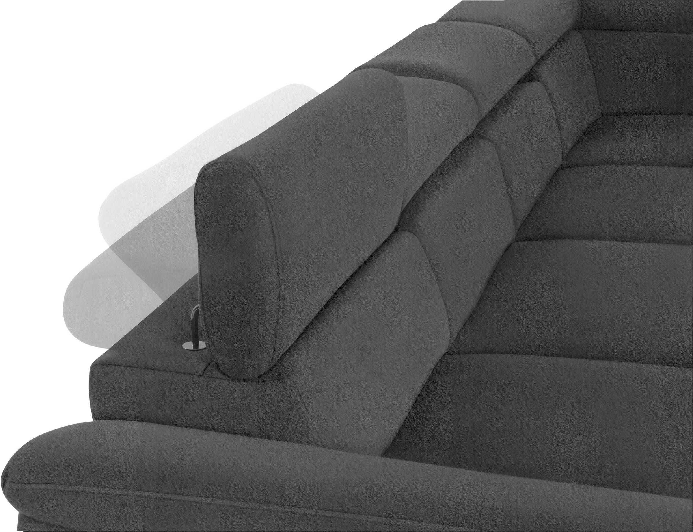 COTTA Wohnlandschaft »Komaris U-Form mit Kopfteilverstellung«, wahlweise mit Bettfunktion, Bettkasten & Beleuchtung