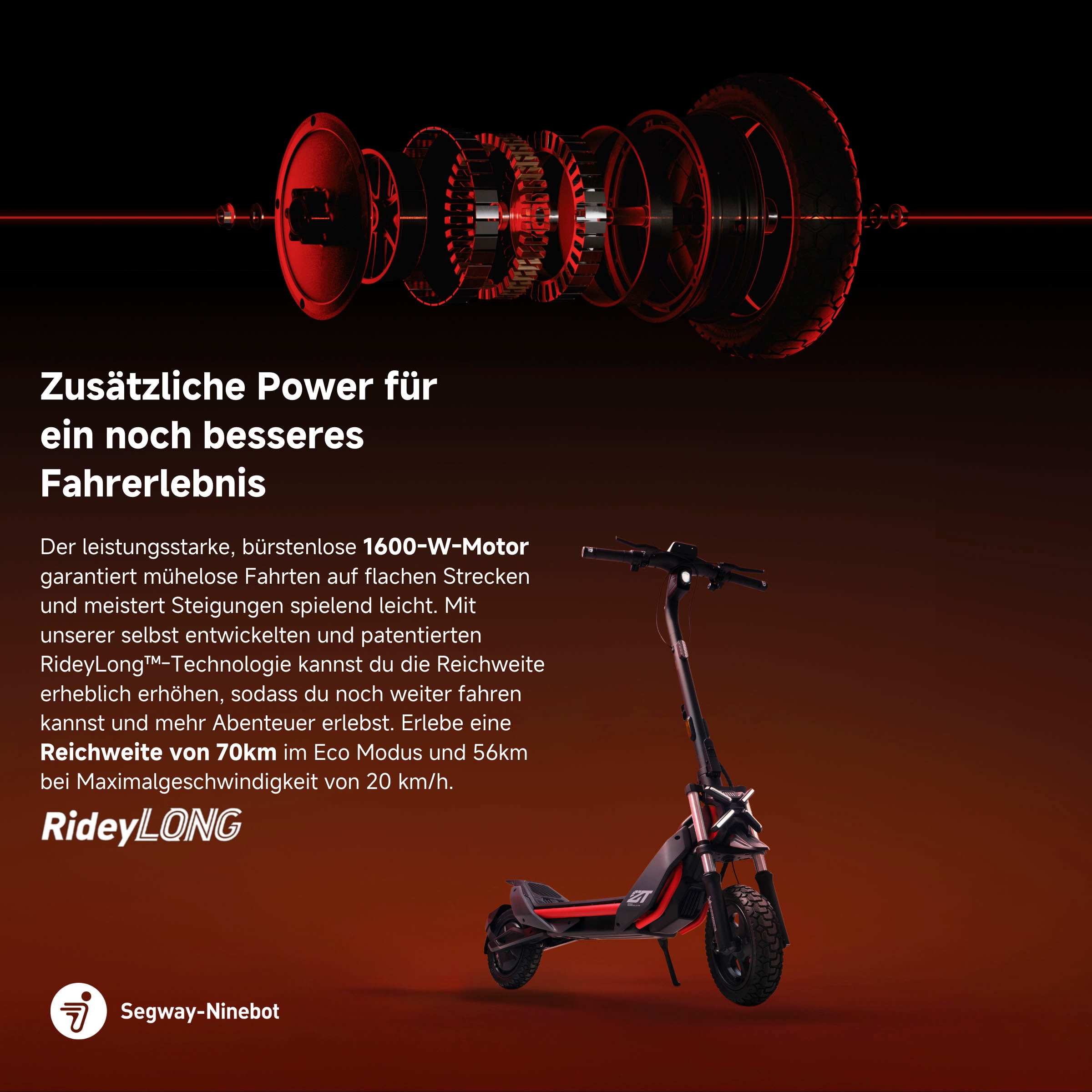 ninebot by Segway E-Scooter »Segway ZT3 Pro D«, Electric Scooter, mit Straßenzulassung, bis zu 70 km Reichweite