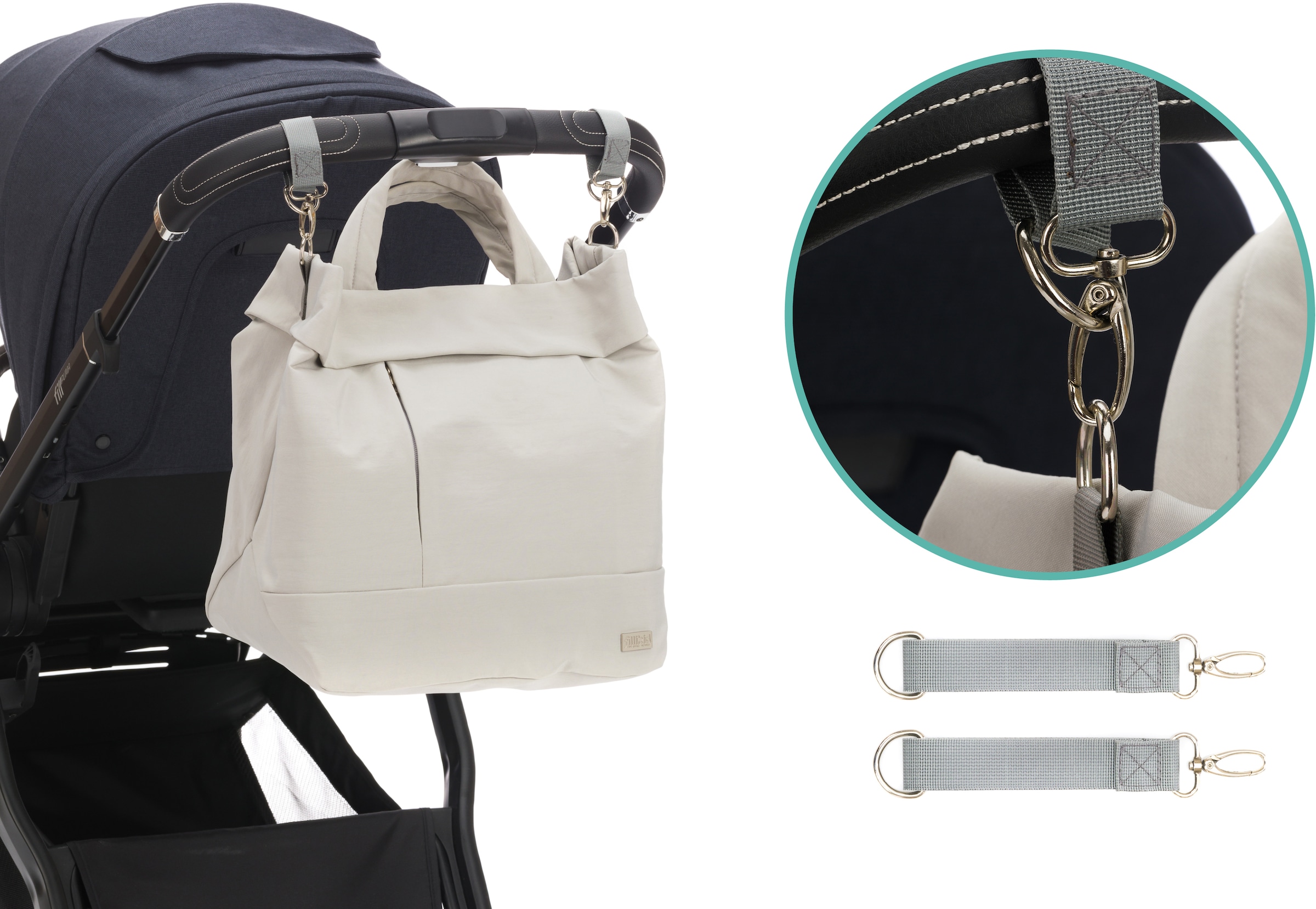 Fillikid Wickeltasche »Palma, grau«, mit Thermotasche und Wickelunterlage