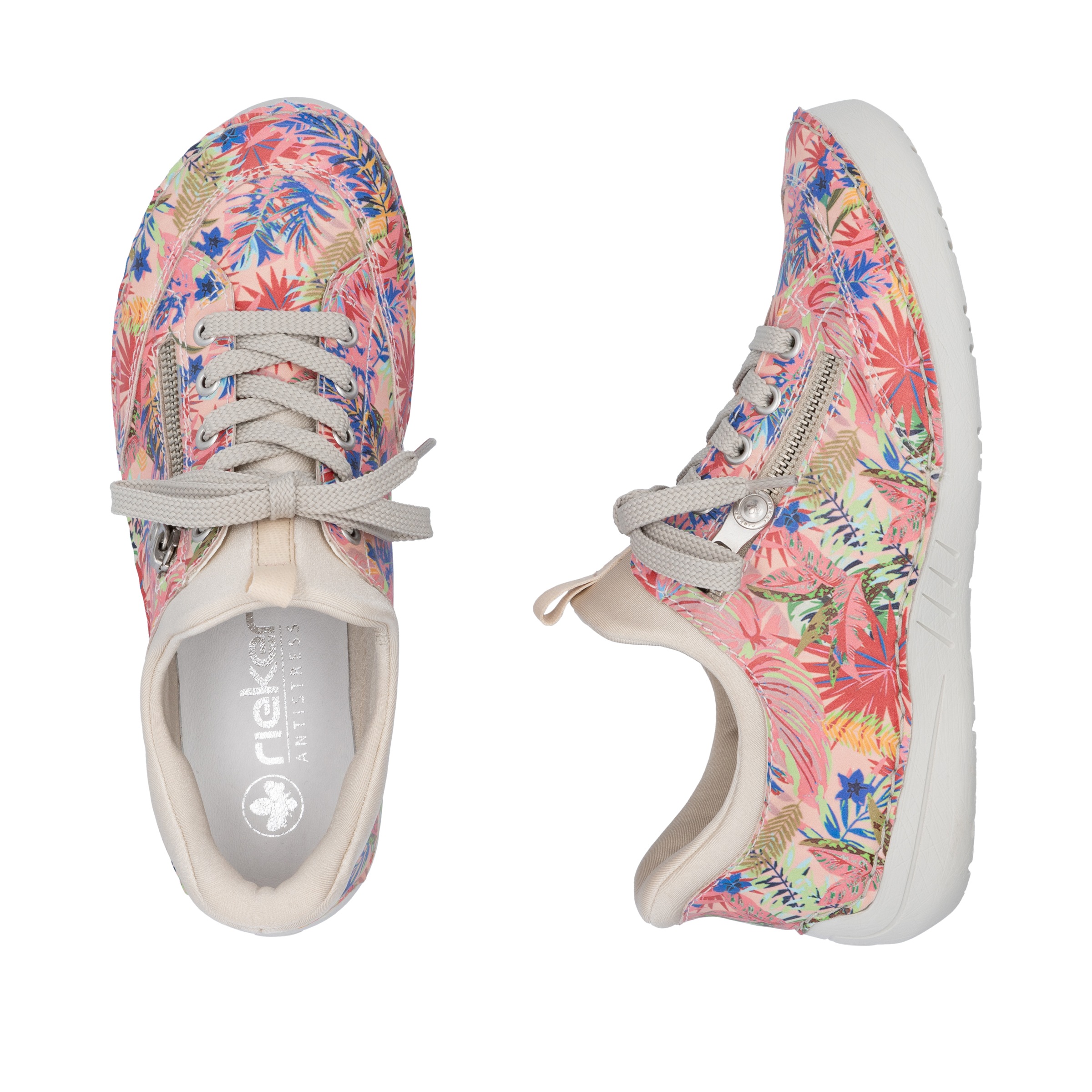 Rieker Slip-On Sneaker, Freizeitschuh, Halbschuh, Schlupfschuh mit aufgesetzter Schnürung