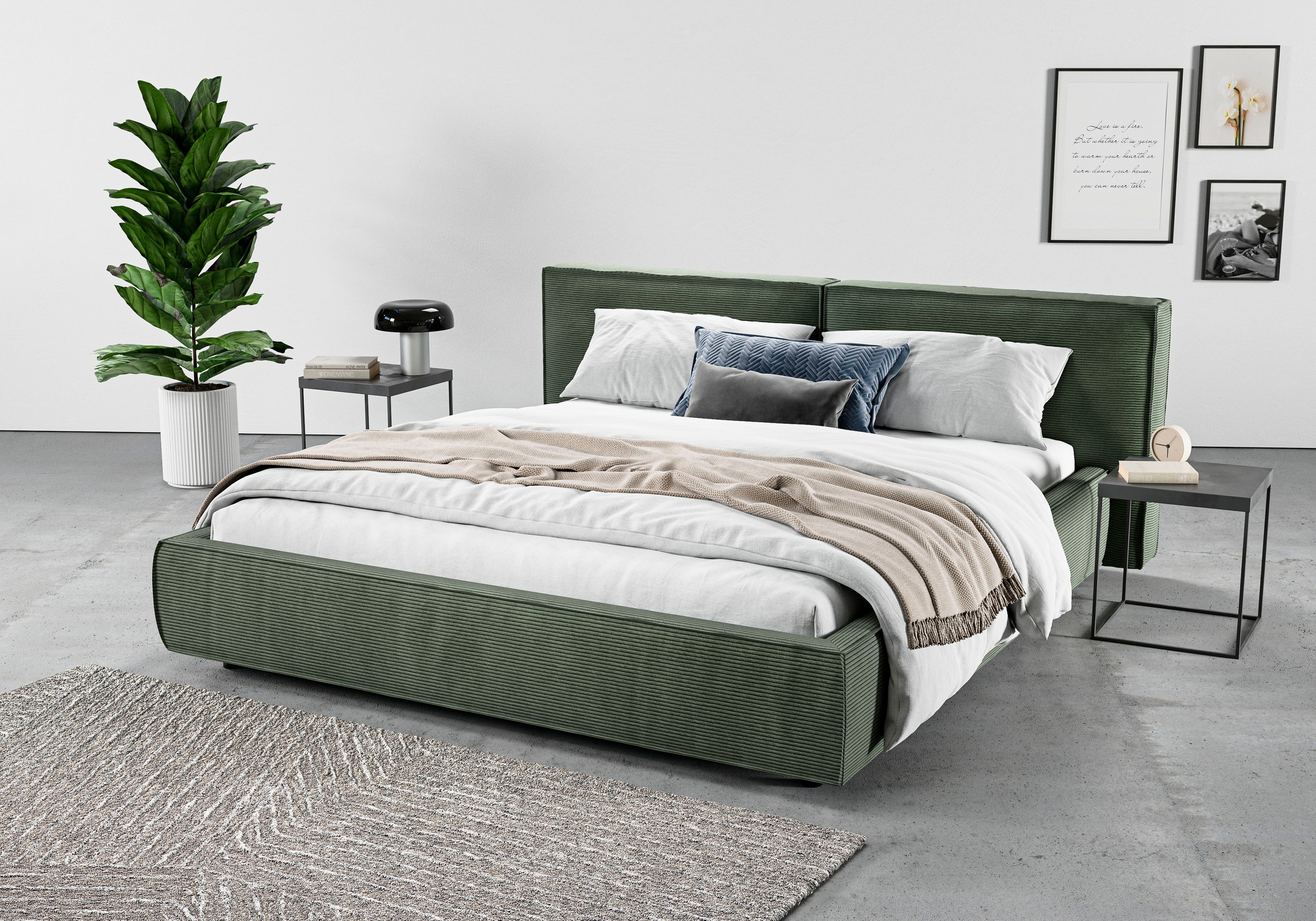 Home affaire Polsterbett »Adrina mit Biesenoptik, Feincord und Luxus-Microf günstig online kaufen