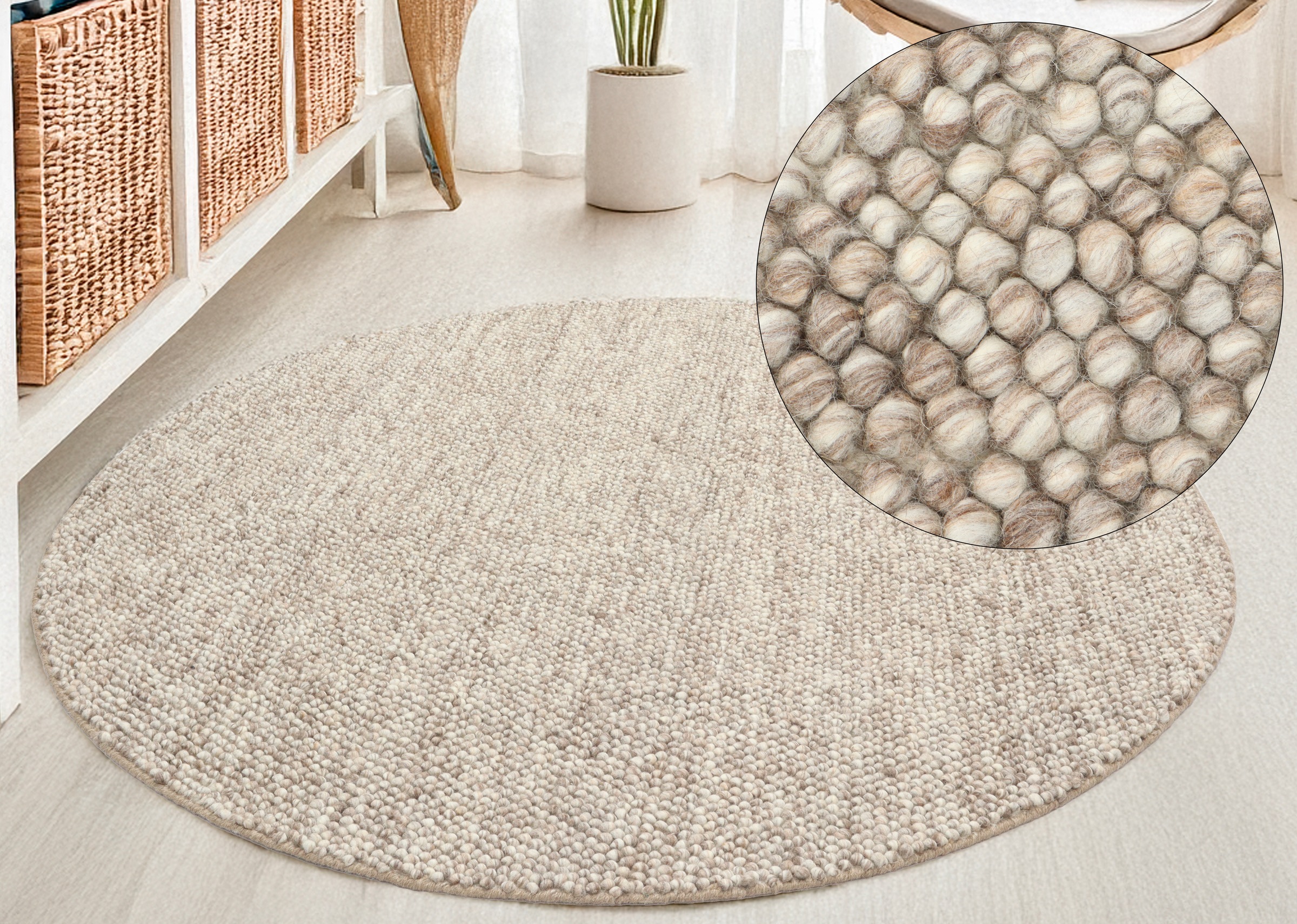 LeGer Home by Lena Gercke Teppich »Ainhoa, handgewebt, Wolle«, rund, 12 mm günstig online kaufen