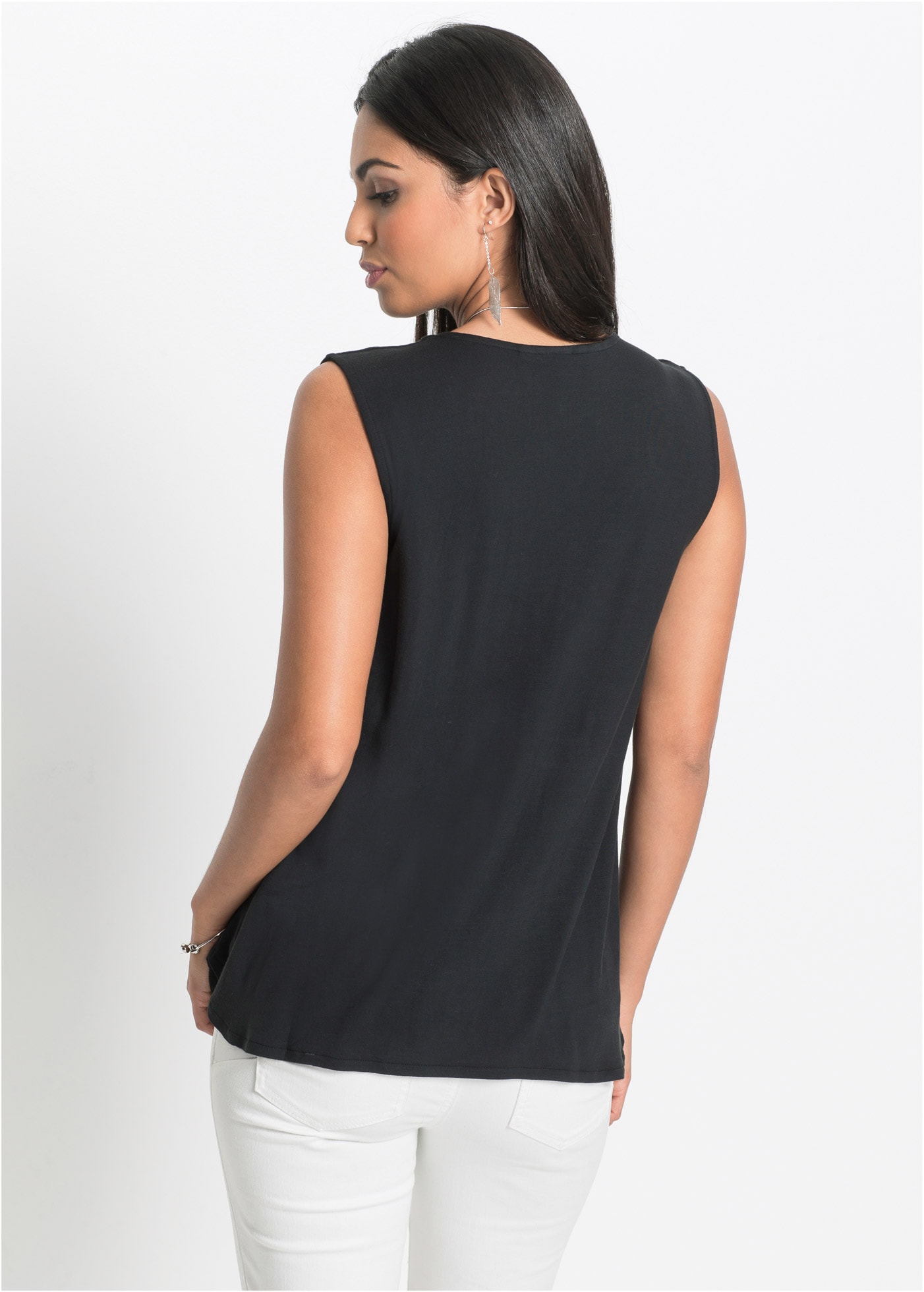 bonprix Shirttop bequeme Passform, aus Viskose-Mix, V-Ausschnitt