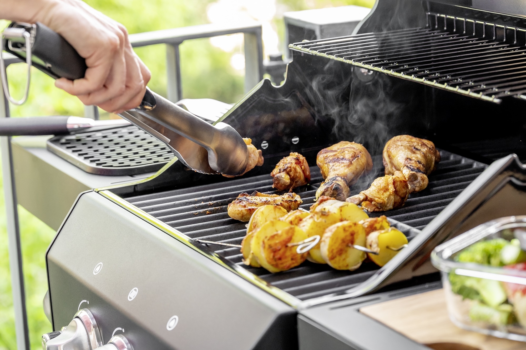 WENKO Grillbesteck-Set »BBQ«, (Set, 2 tlg.), Pfannenwender & Grillzange, hitzebeständig, rostfreier Edelstahl